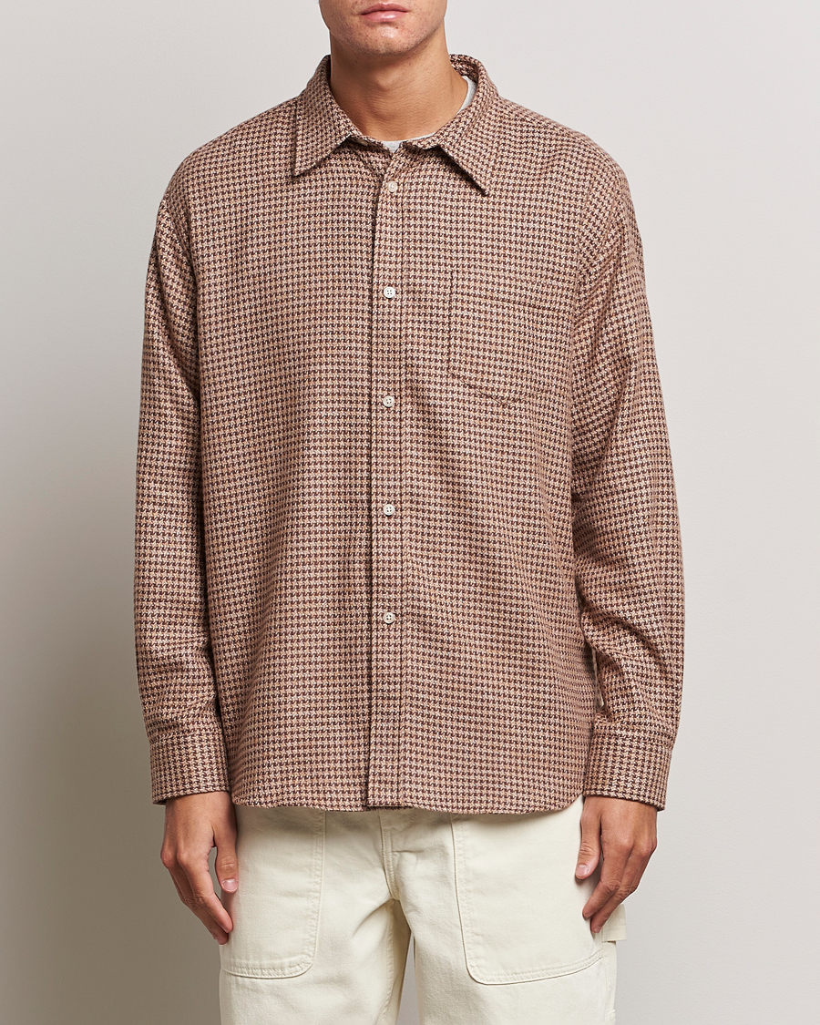 Mies | Kauluspaidat | Palmes | Cyrus Houndstooth Cotton Shirt Brown