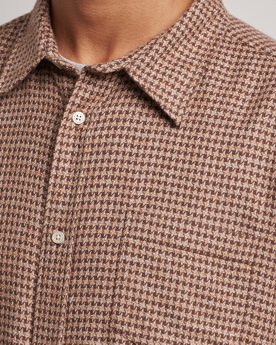 Mies | Kauluspaidat | Palmes | Cyrus Houndstooth Cotton Shirt Brown