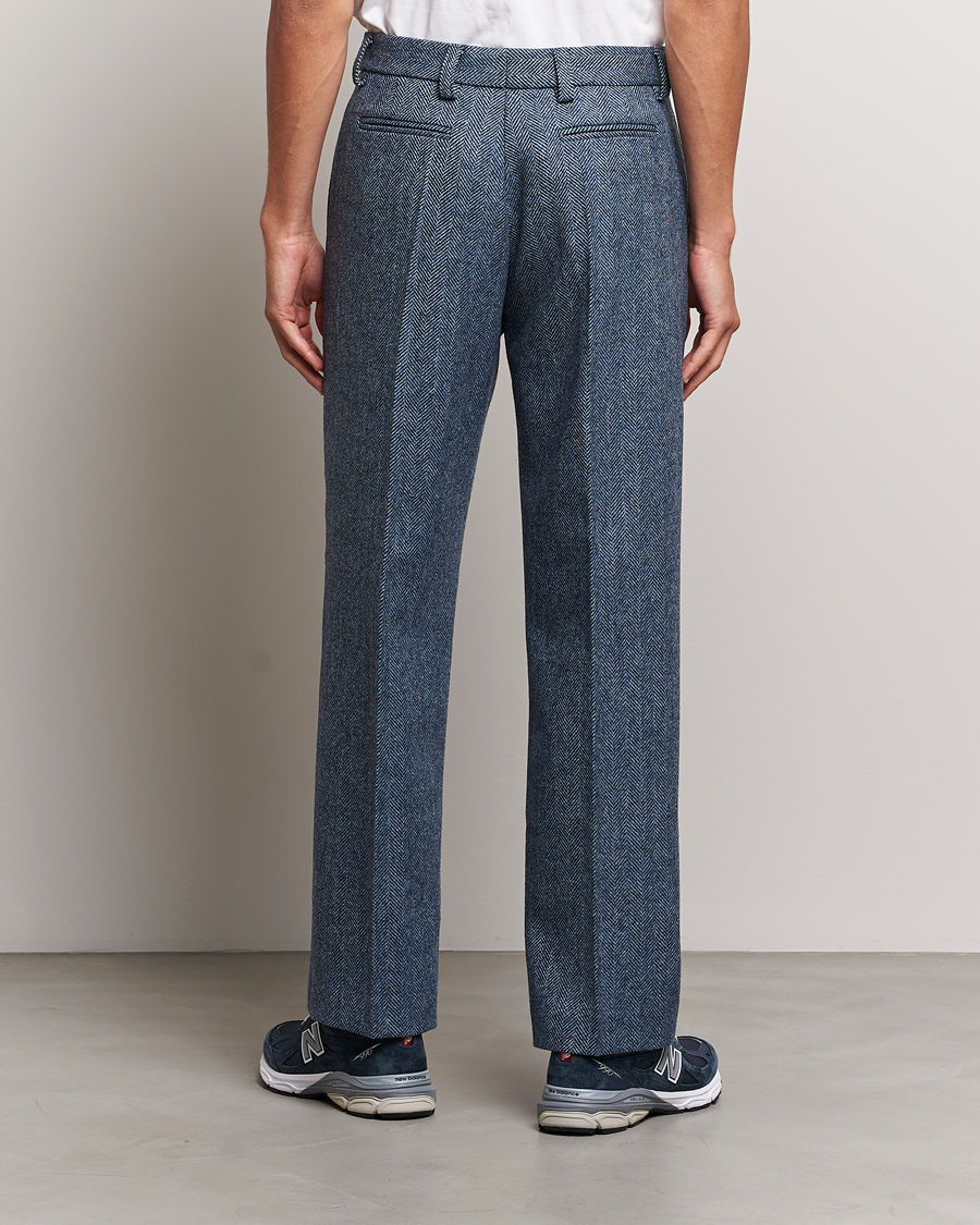 Mies | Housut | Palmes | Pleated Wool Trousers Navy Herringbone