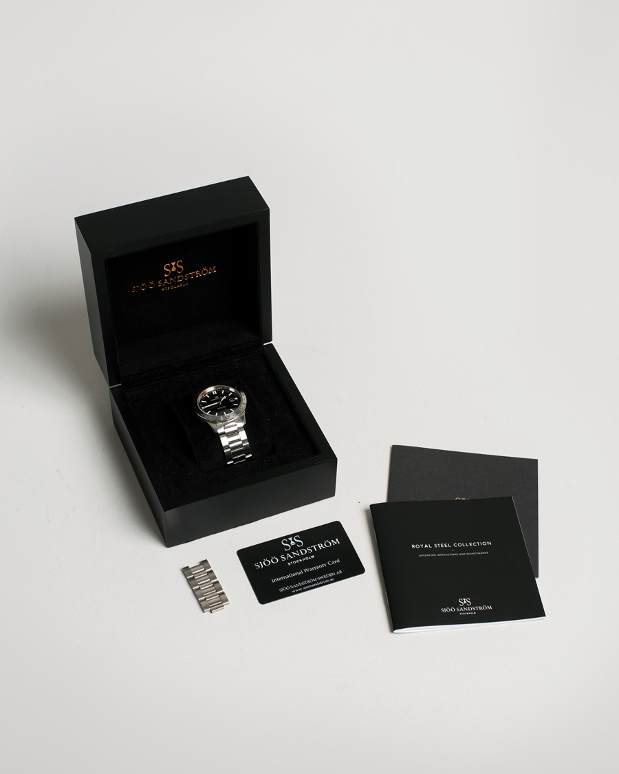 Mies | Sjöö Sandström Pre-Owned Royal Steel Worldstimer 41mm SS-1841-WT Steel Black | Sjöö Sandström Pre-Owned | Royal Steel Worldstimer 41mm SS-1841-WT Steel Black