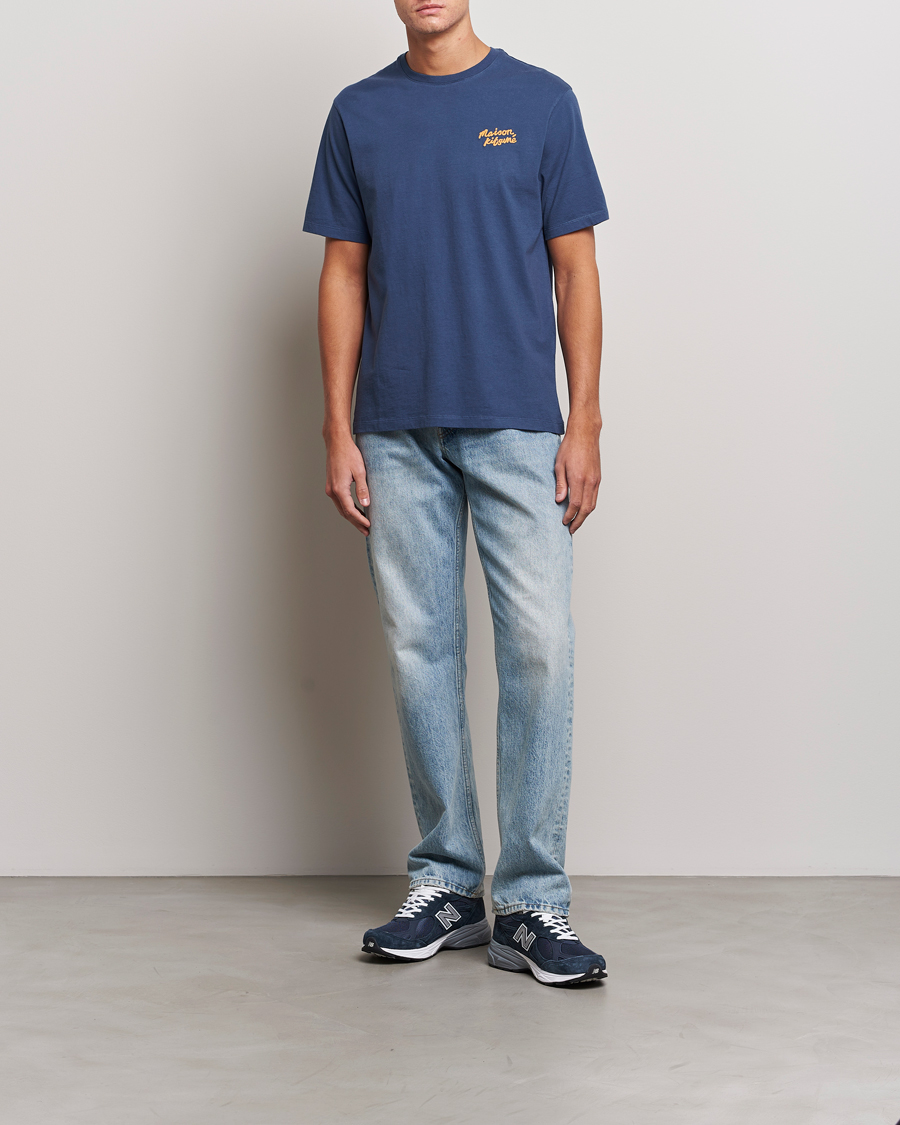 Mies | T-paidat | Maison Kitsuné | Mini Handwriting T-shirt Blue Denim