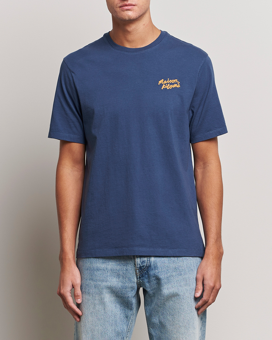 Mies | T-paidat | Maison Kitsuné | Mini Handwriting T-shirt Blue Denim