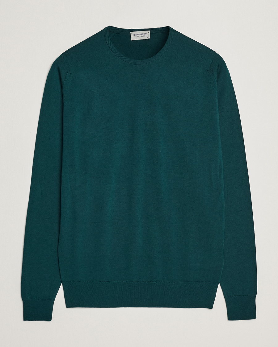Mies | Puserot | John Smedley | Lundy Extra Fine Merino Crew Neck Pine Green