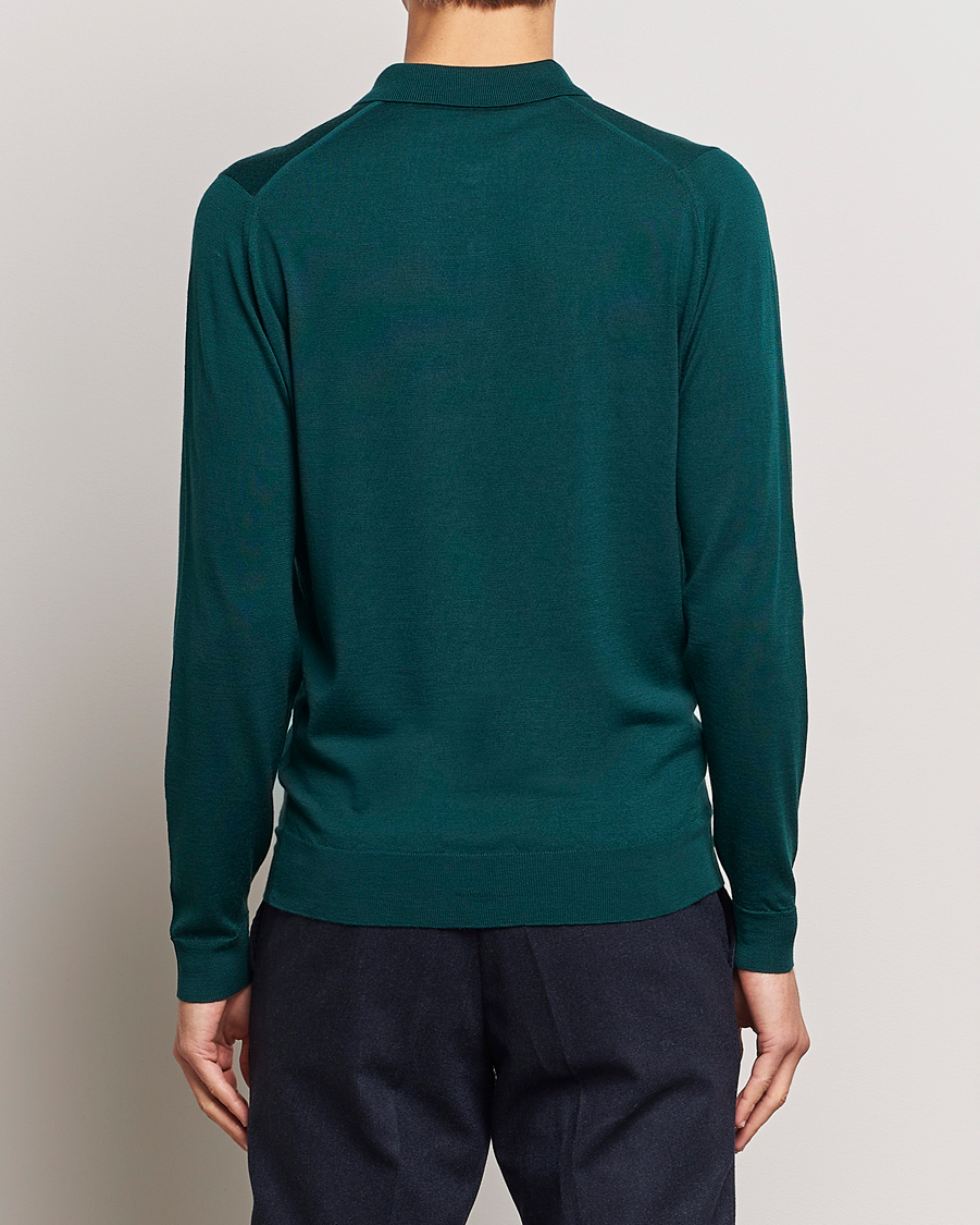 Mies | Puserot | John Smedley | Belper Extra Fine Merino Polo Pullover Pine Green