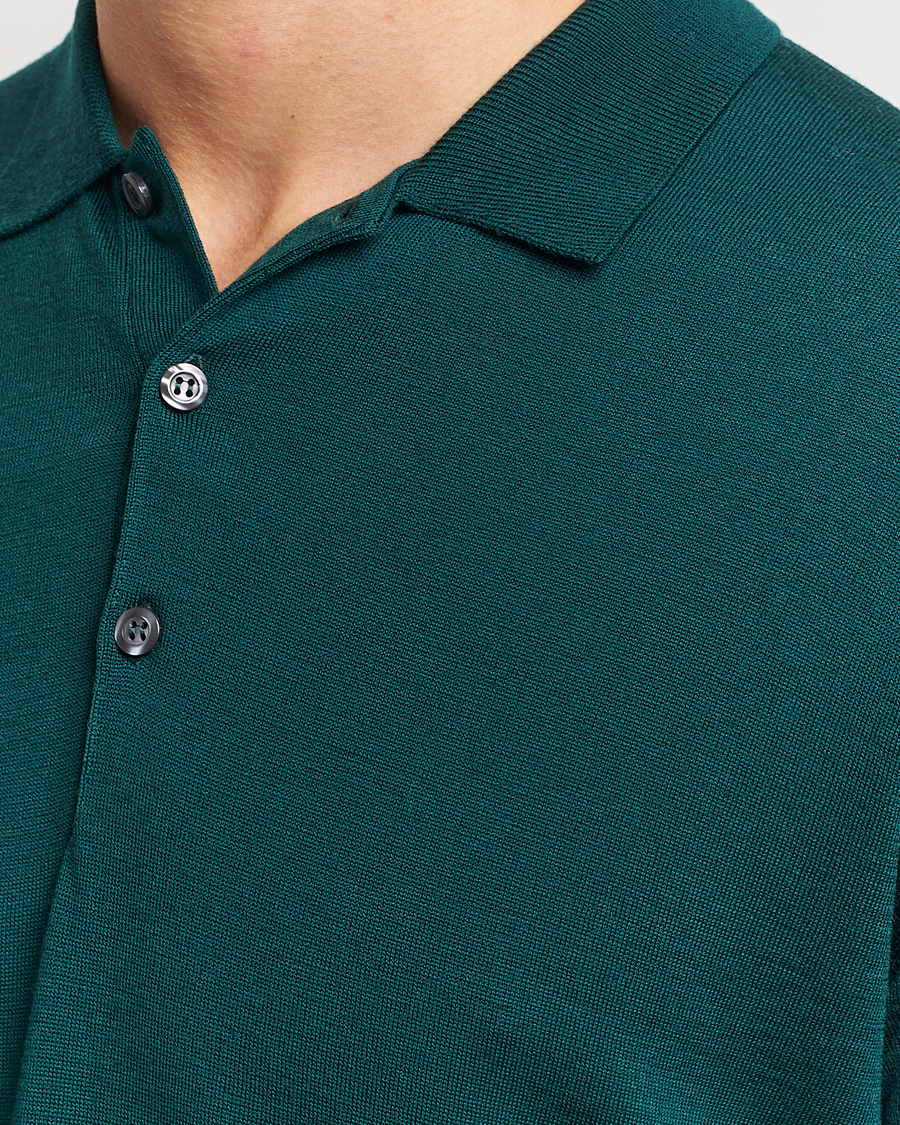 Mies | Puserot | John Smedley | Belper Extra Fine Merino Polo Pullover Pine Green