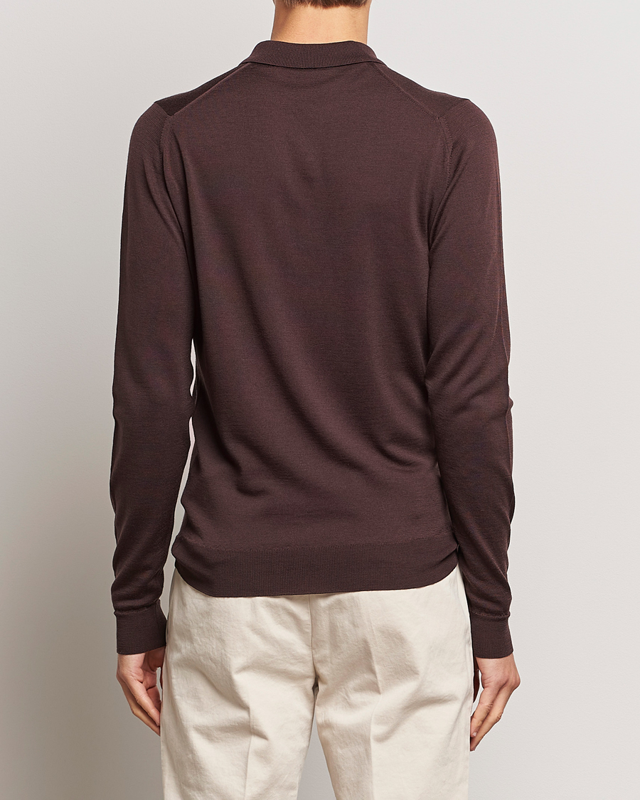 Mies | Puserot | John Smedley | Belper Extra Fine Merino Polo Pullover Truffle Brown