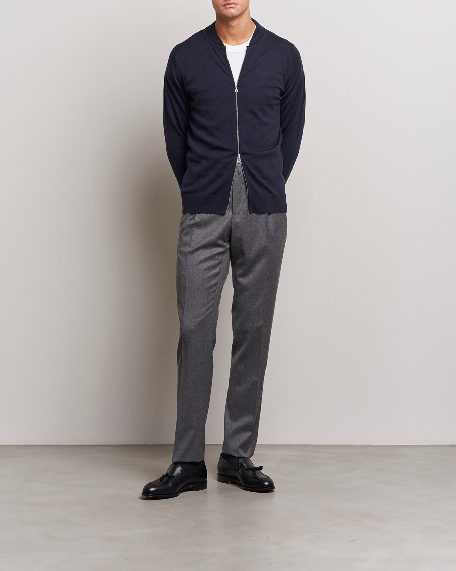 Mies | Puserot | John Smedley | Maclean Extra Fine Merin Full Zip Midnight