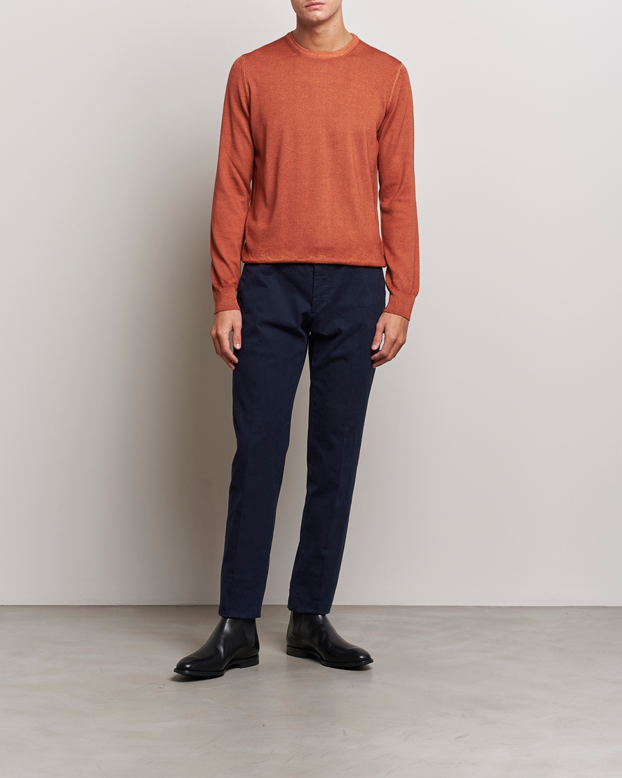 Mies | Puserot | Gran Sasso | Vintage Merino Fashion Fit Crew Neck Pullover Rust