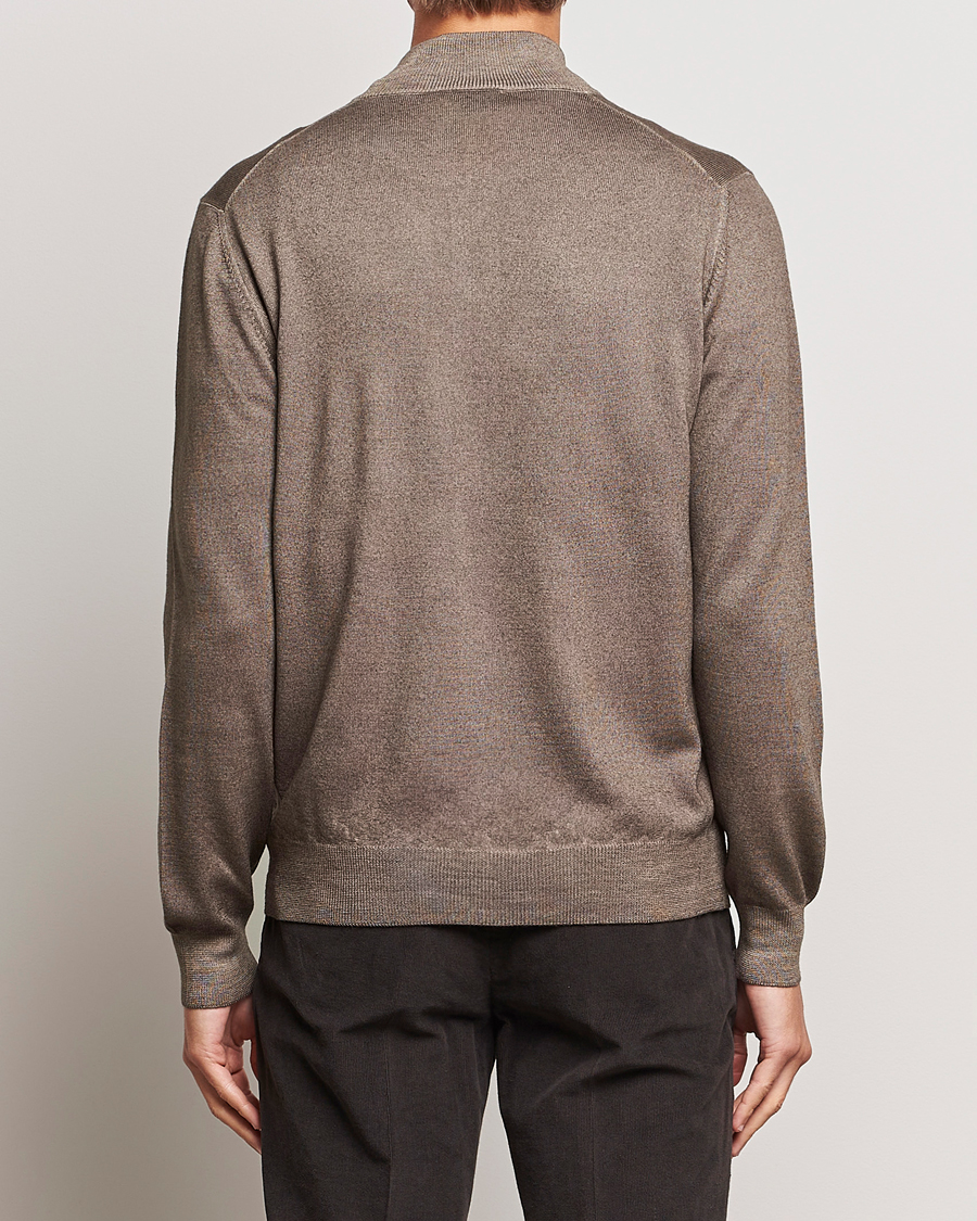 Mies | Puserot | Gran Sasso | Vintage Merino Fashion Fit Full Zip Beige