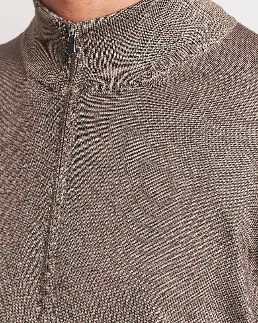 Mies | Puserot | Gran Sasso | Vintage Merino Fashion Fit Full Zip Beige