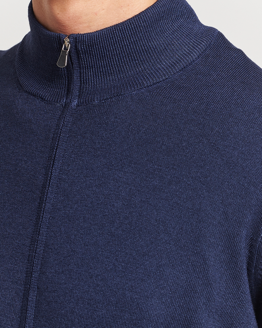Mies | Puserot | Gran Sasso | Vintage Merino Fashion Fit Full Zip Navy