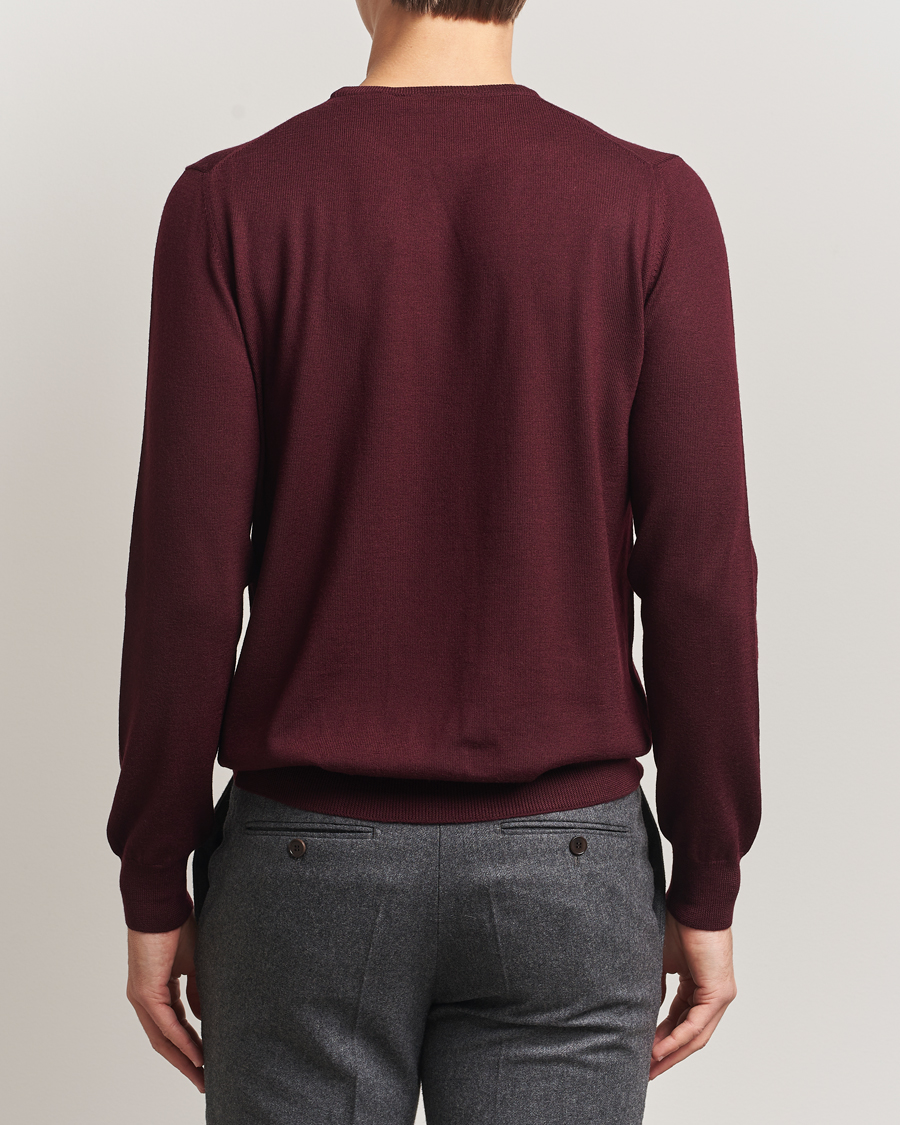 Mies | Puserot | Gran Sasso | Merino Fashion Fit Crew Neck Pullover Burgundy