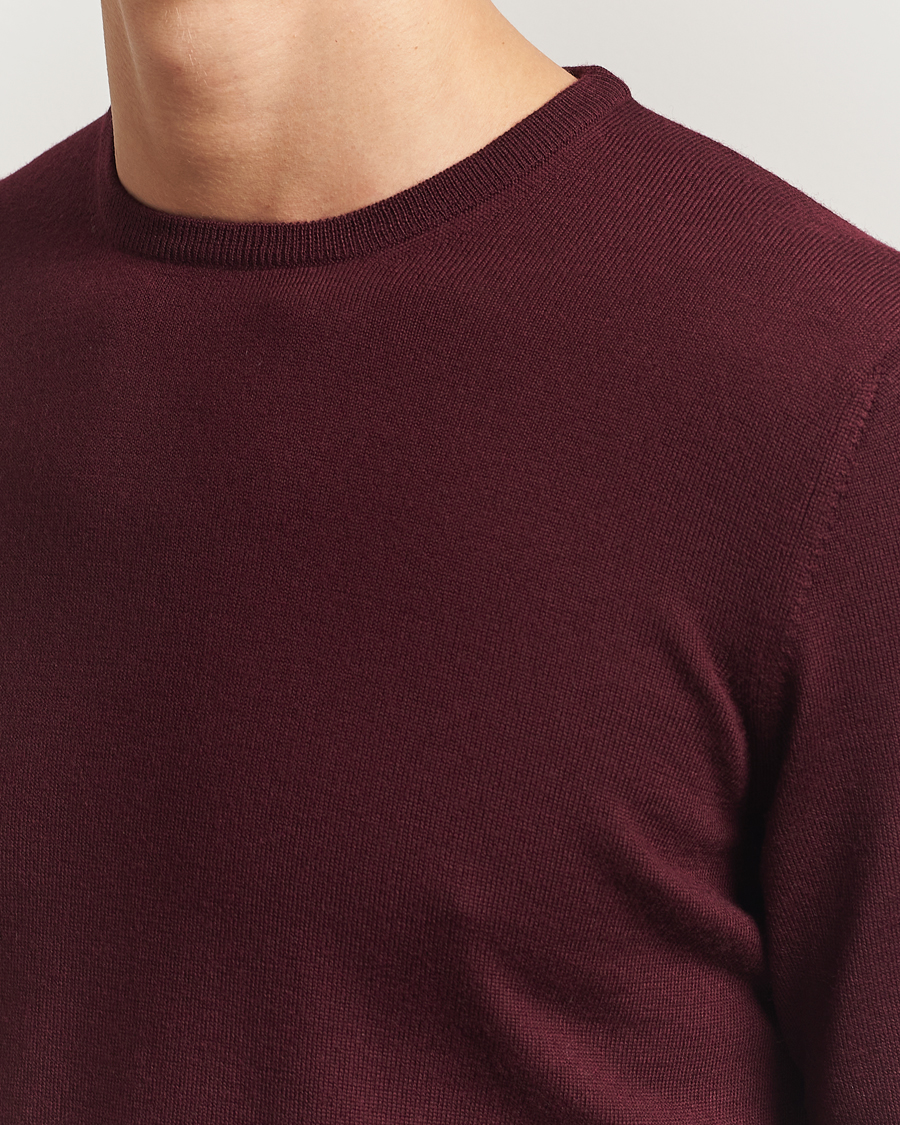 Mies | Puserot | Gran Sasso | Merino Fashion Fit Crew Neck Pullover Burgundy