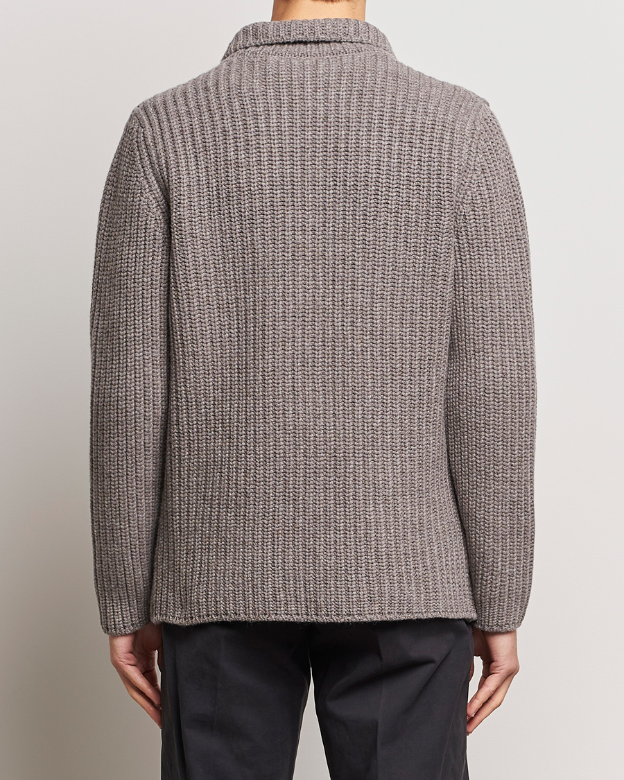 Mies | Puserot | Gran Sasso | Heavy Wool Knitted Blazer Cardigan Taupe Melange