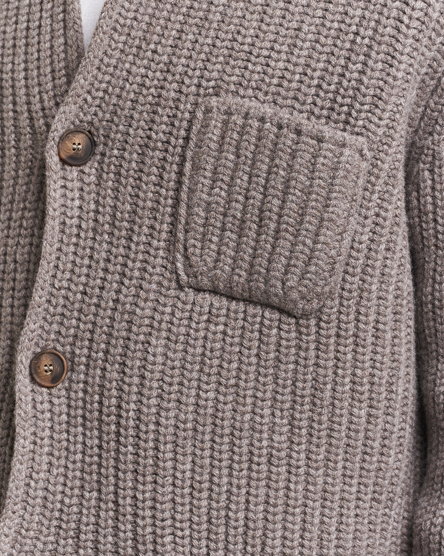 Mies | Puserot | Gran Sasso | Heavy Wool Knitted Blazer Cardigan Taupe Melange