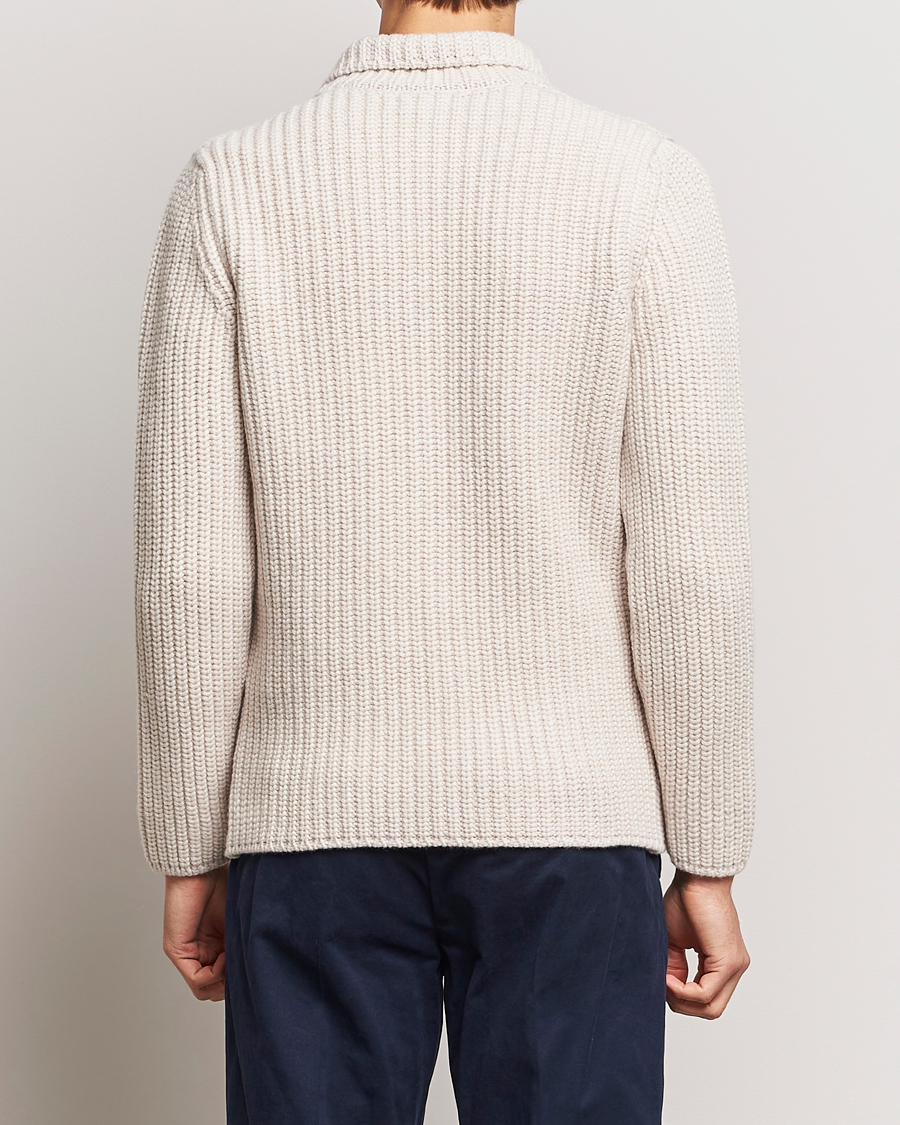 Mies | Puserot | Gran Sasso | Heavy Wool Knitted Blazer Cardigan Off White