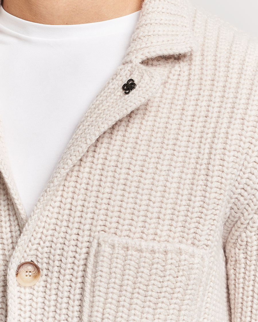 Mies | Puserot | Gran Sasso | Heavy Wool Knitted Blazer Cardigan Off White