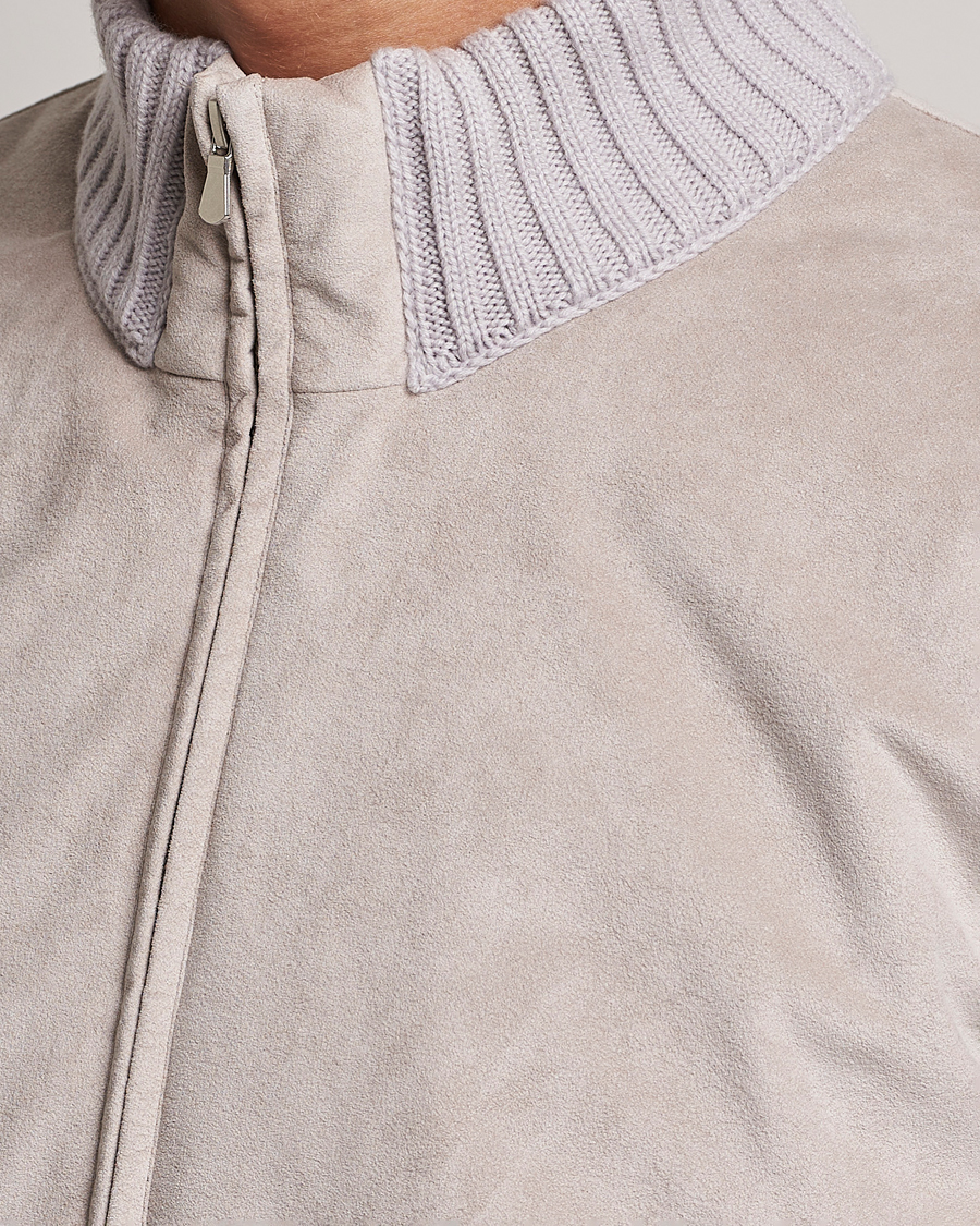 Mies | Takit | Gran Sasso | Wool/Alcantara Padded Full Zip Sand/Creme