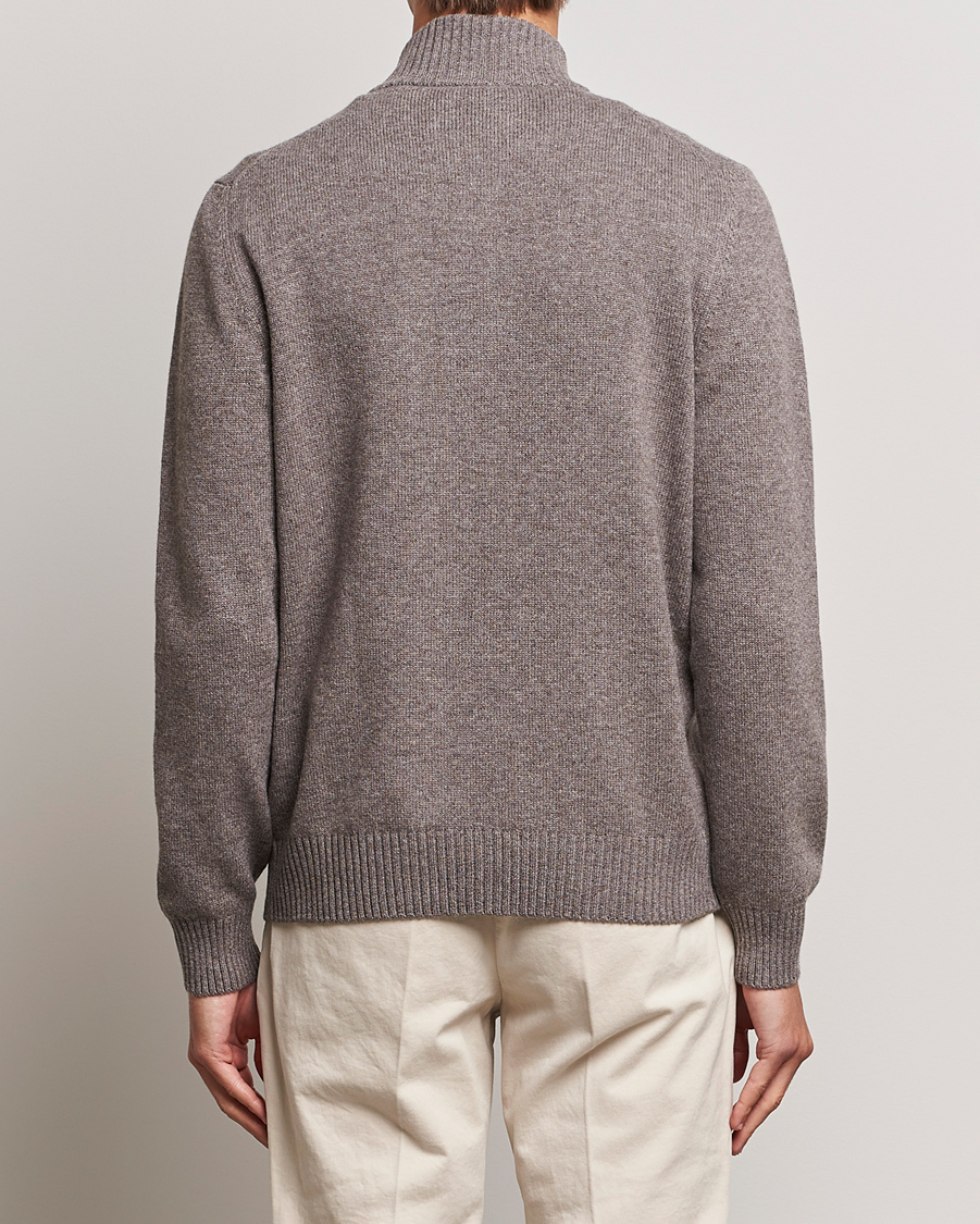 Mies | Puserot | Gran Sasso | Wool/Cashmere Full Zip Light Brown Melange