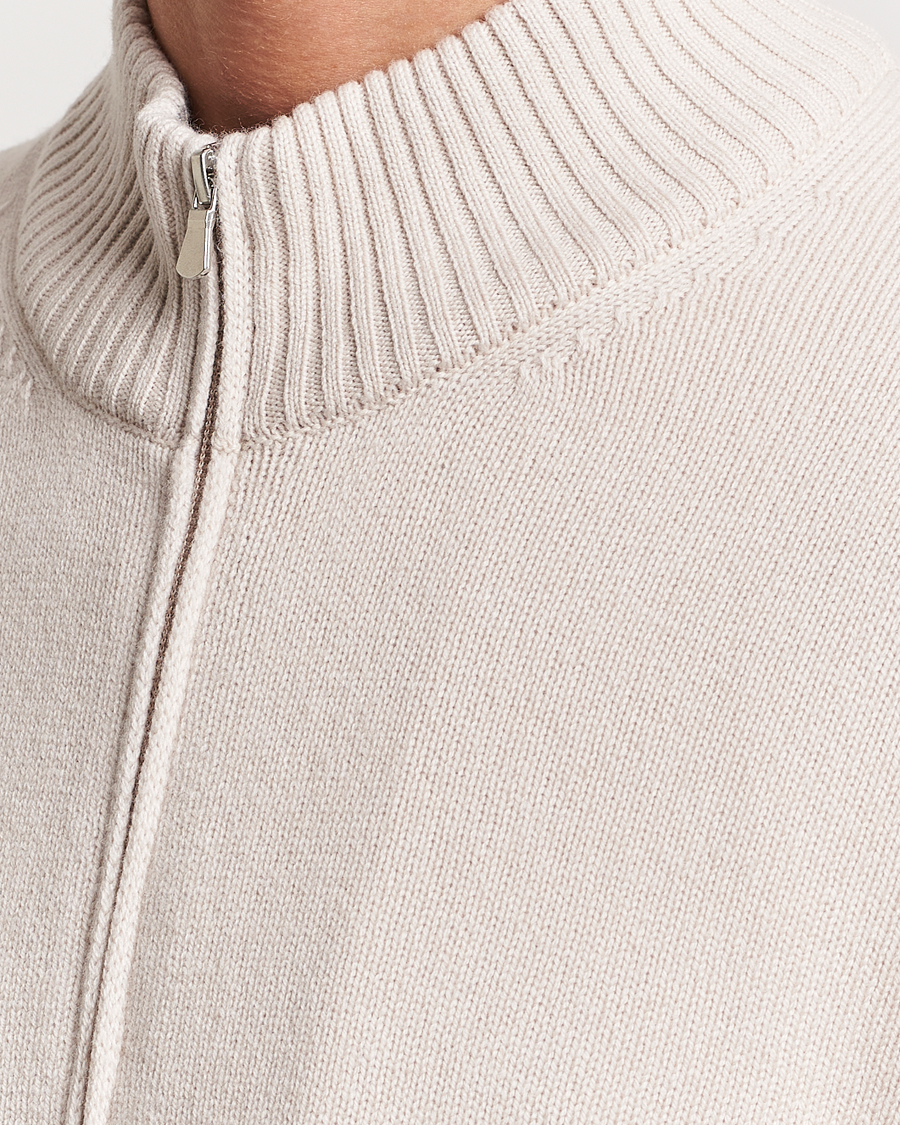 Mies | Puserot | Gran Sasso | Wool/Cashmere Full Zip Creme