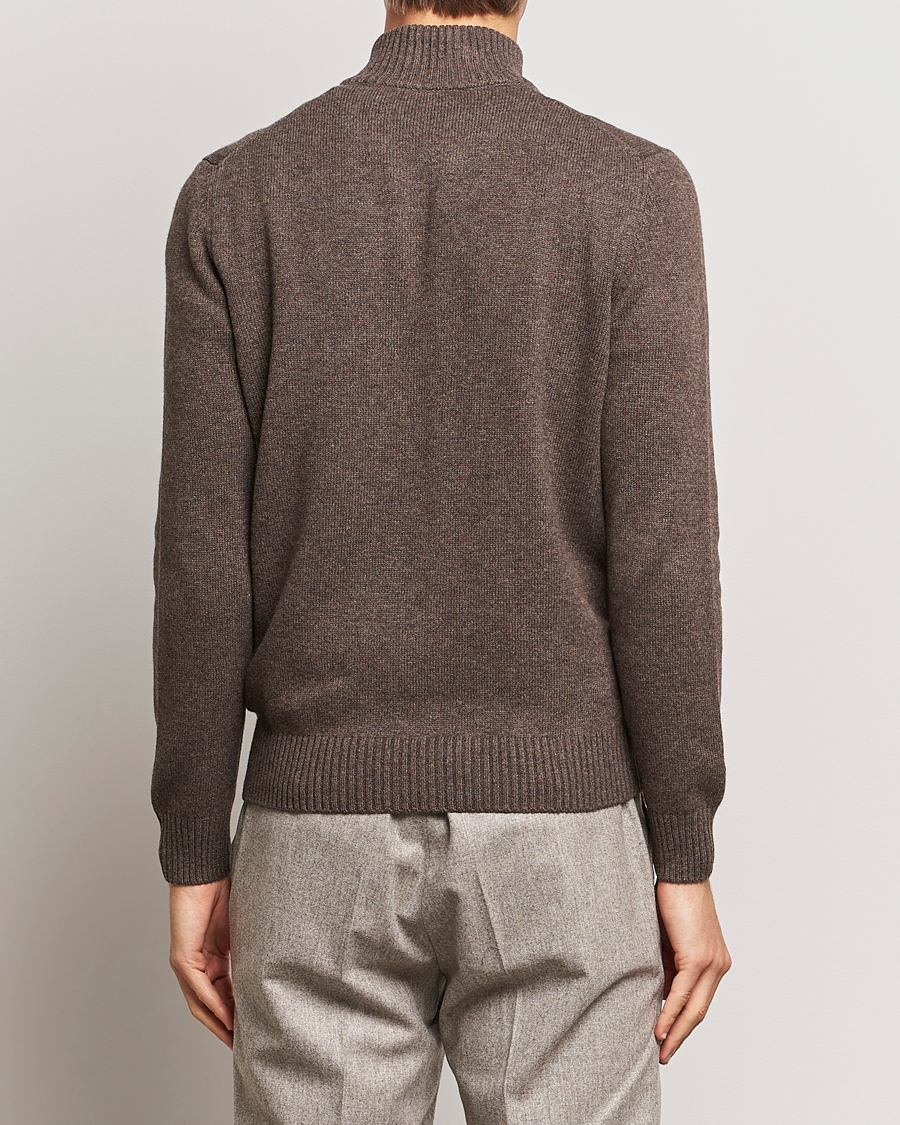 Mies | Puserot | Gran Sasso | Wool/Cashmere Full Zip Brown Melange