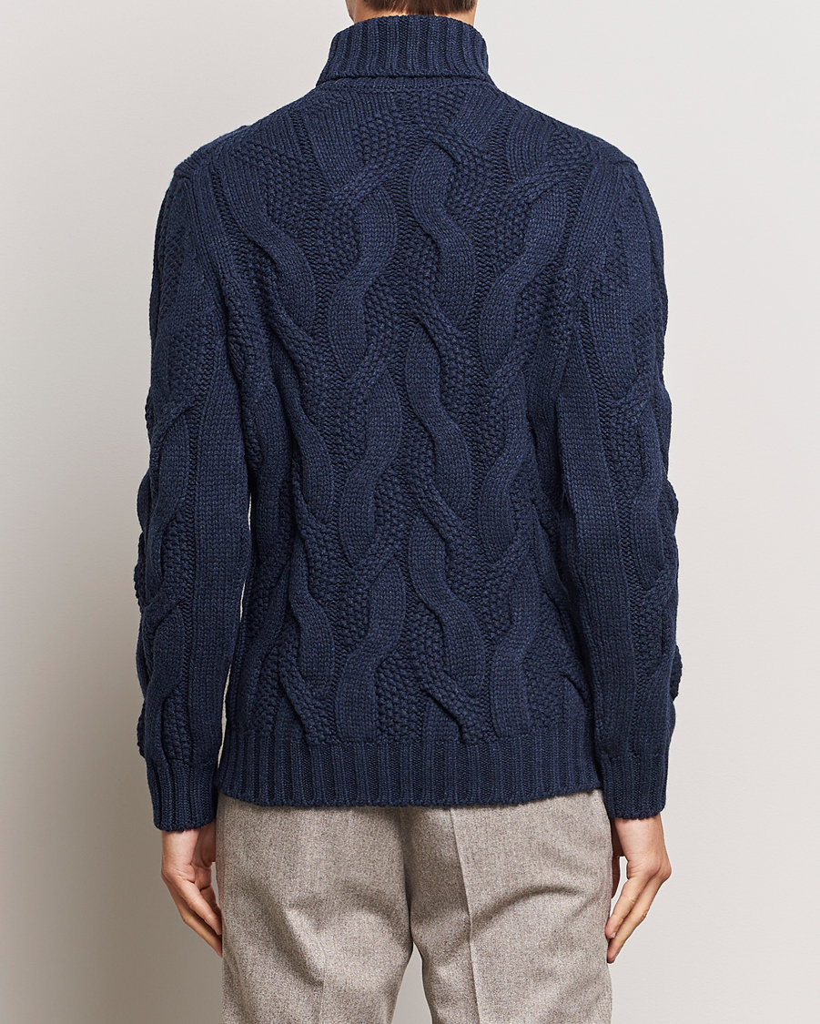 Mies | Puserot | Gran Sasso | Wool/Cashmere Heavy Knitted Structured Polo Navy