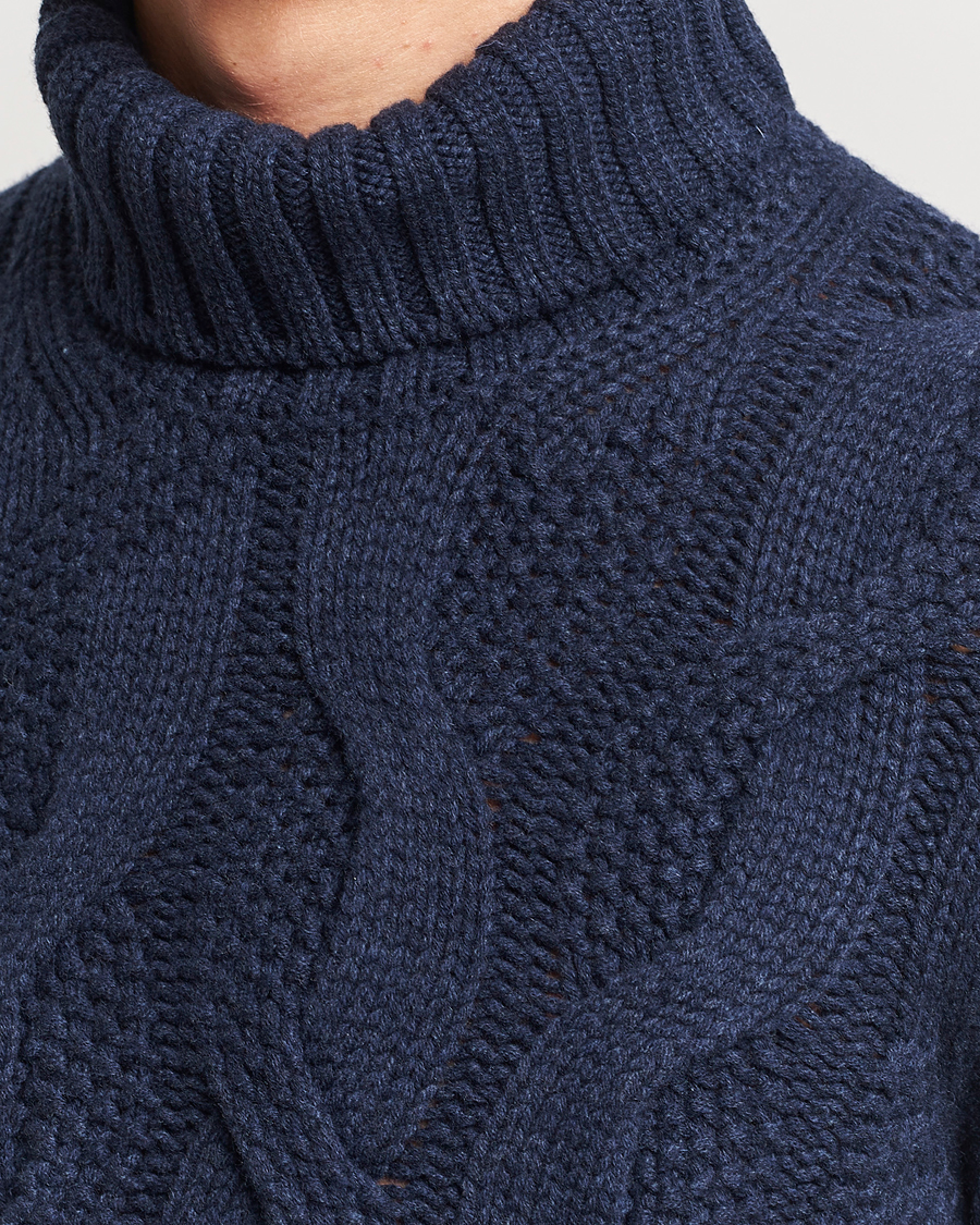 Mies | Puserot | Gran Sasso | Wool/Cashmere Heavy Knitted Structured Polo Navy