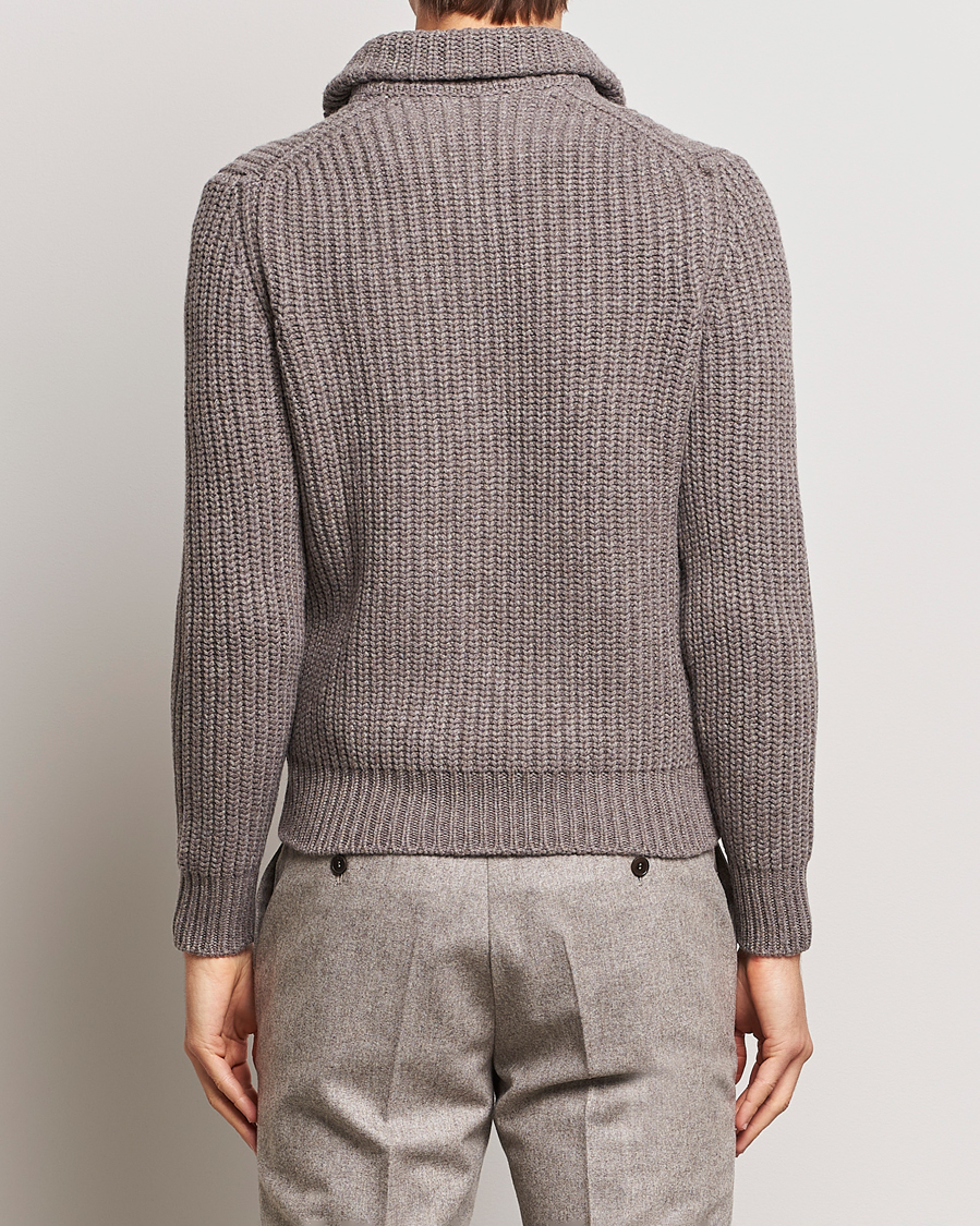 Mies | Puserot | Gran Sasso | Wool/Cashmere Heavy Knitted Full Zip Taupe Melange