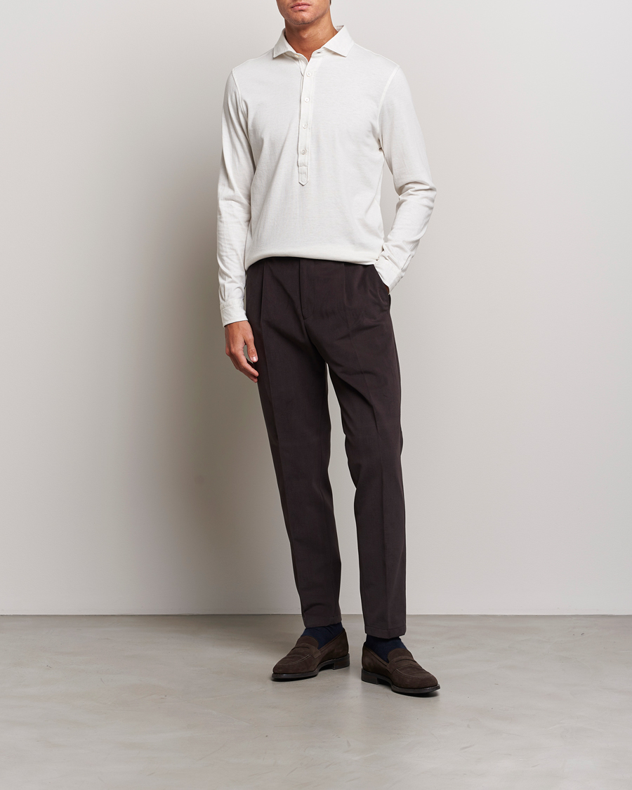 Mies | Kauluspaidat | Gran Sasso | Brushed Cotton Popover Shirt Cream