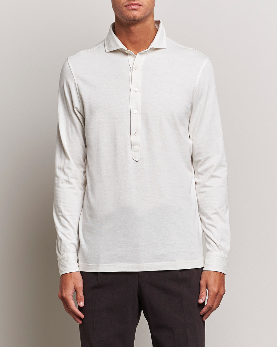 Mies |  | Gran Sasso | Brushed Cotton Popover Shirt Creme
