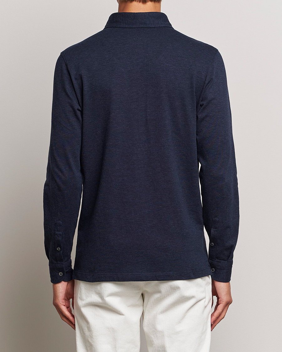 Mies | Kauluspaidat | Gran Sasso | Brushed Cotton Popover Shirt Navy Melange
