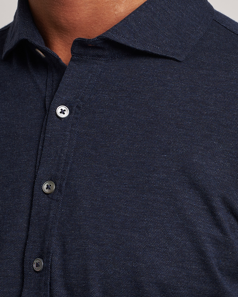 Mies | Kauluspaidat | Gran Sasso | Brushed Cotton Popover Shirt Navy Melange