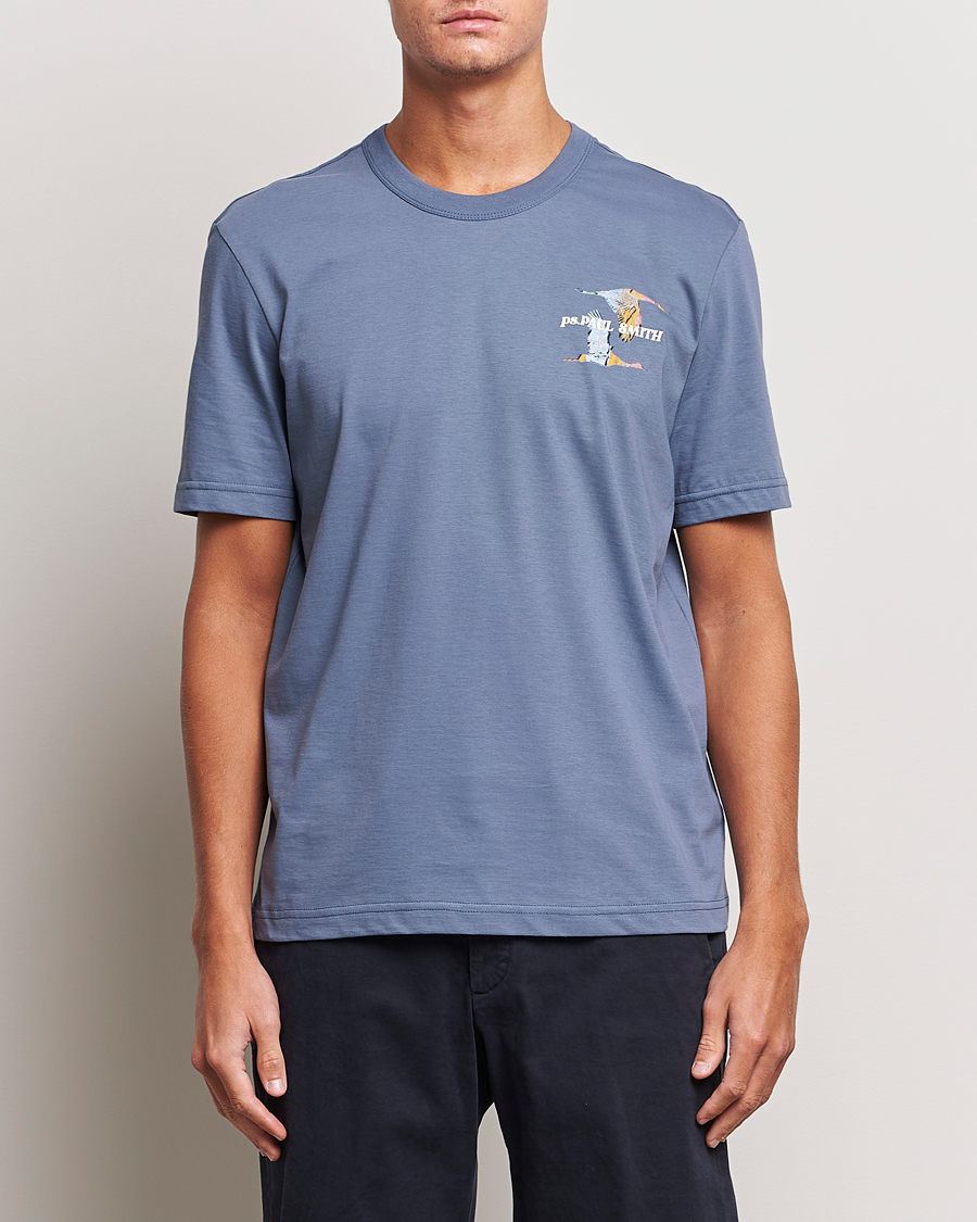 Mies | Paul Smith | PS Paul Smith | Flying Bird Crew Neck T-Shirt Washed Blue