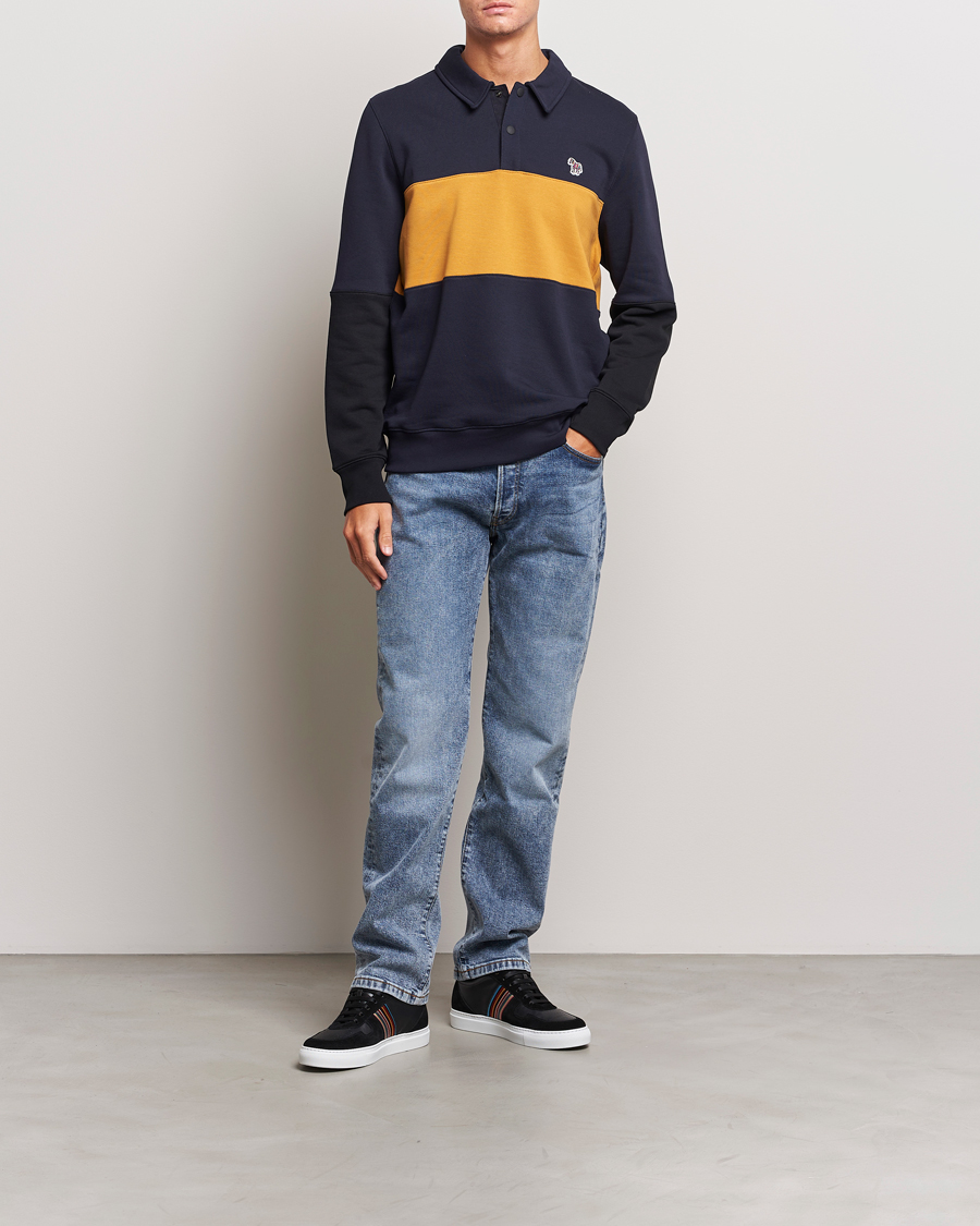 Mies | Puserot | PS Paul Smith | Organic Cotton Zebra Colorblocked Rugger Navy/Yellow