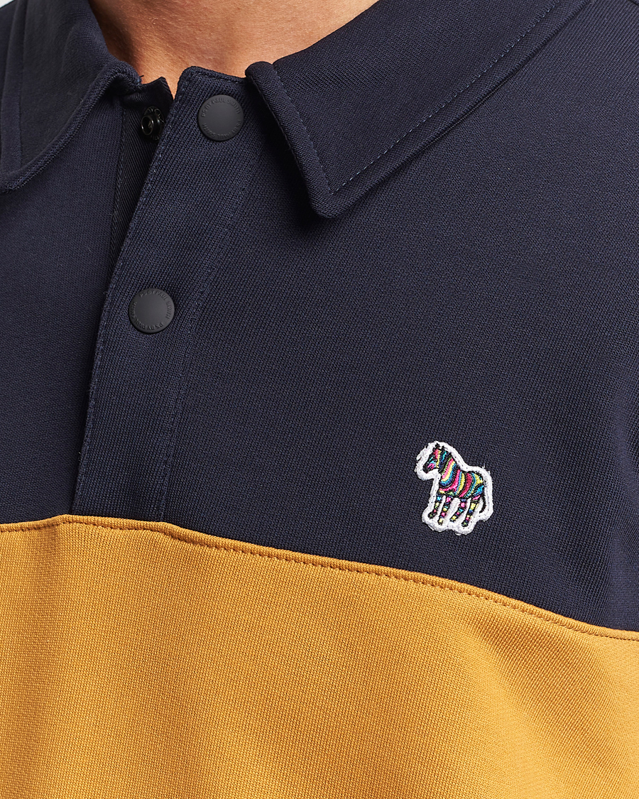 Mies | Puserot | PS Paul Smith | Organic Cotton Zebra Colorblocked Rugger Navy/Yellow