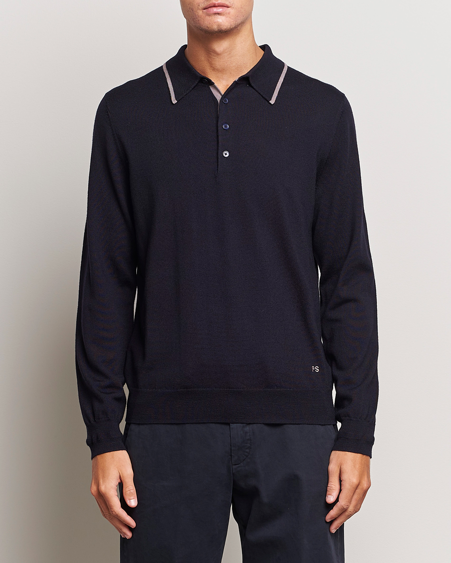 Mies |  | PS Paul Smith | Merino Wool Knitted Polo Navy