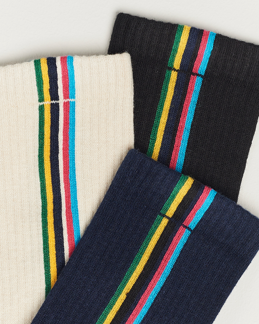 Mies |  | PS Paul Smith | 3-Pack Striped Socks Black/Navy/White
