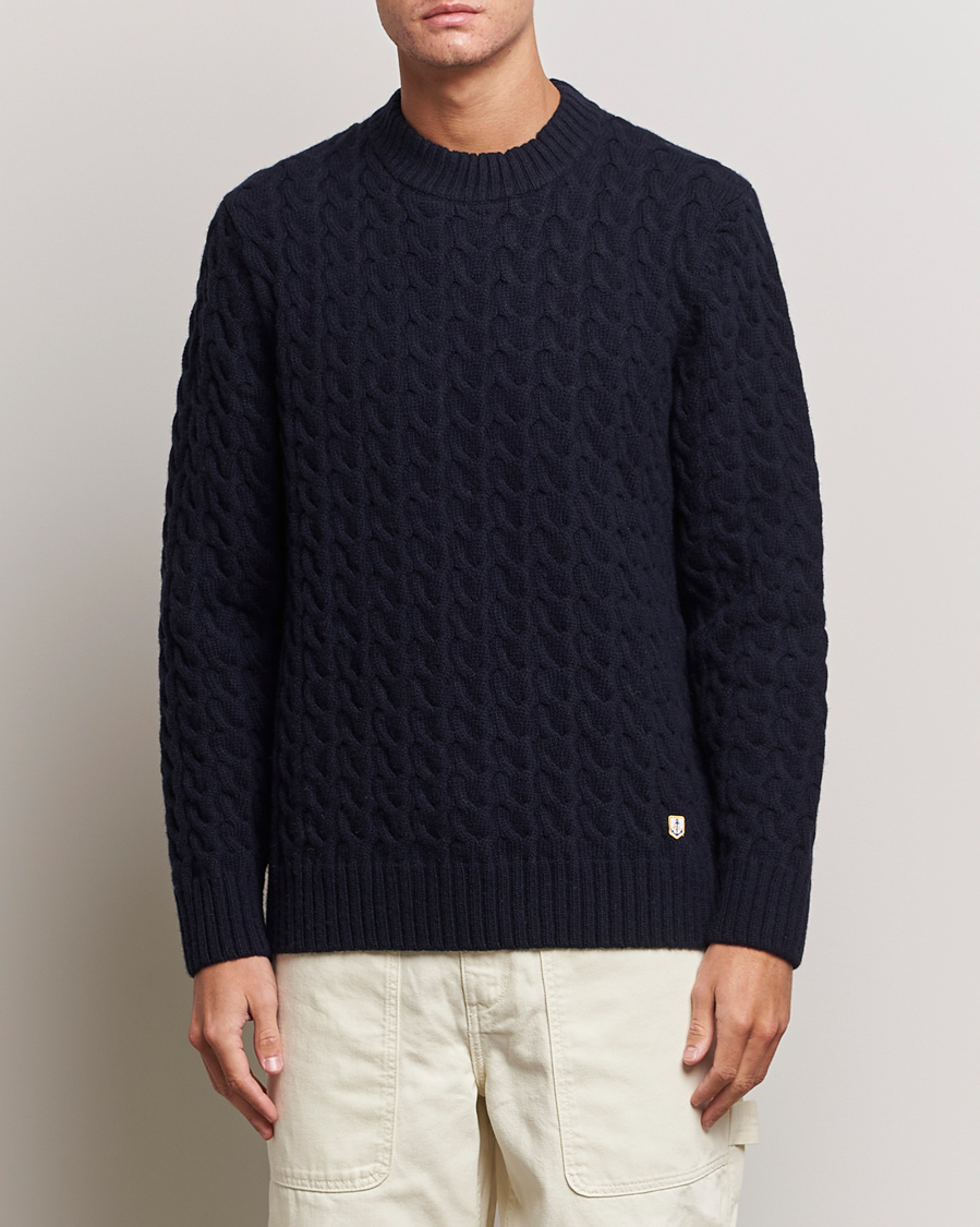 Mies |  | Armor-lux | Pull RDC Wool Structured Knitted Sweater Navy