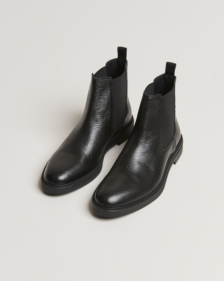 Mies | Chelsea nilkkurit | BOSS BLACK | Calev Grained Leather Chelsea Boot Black