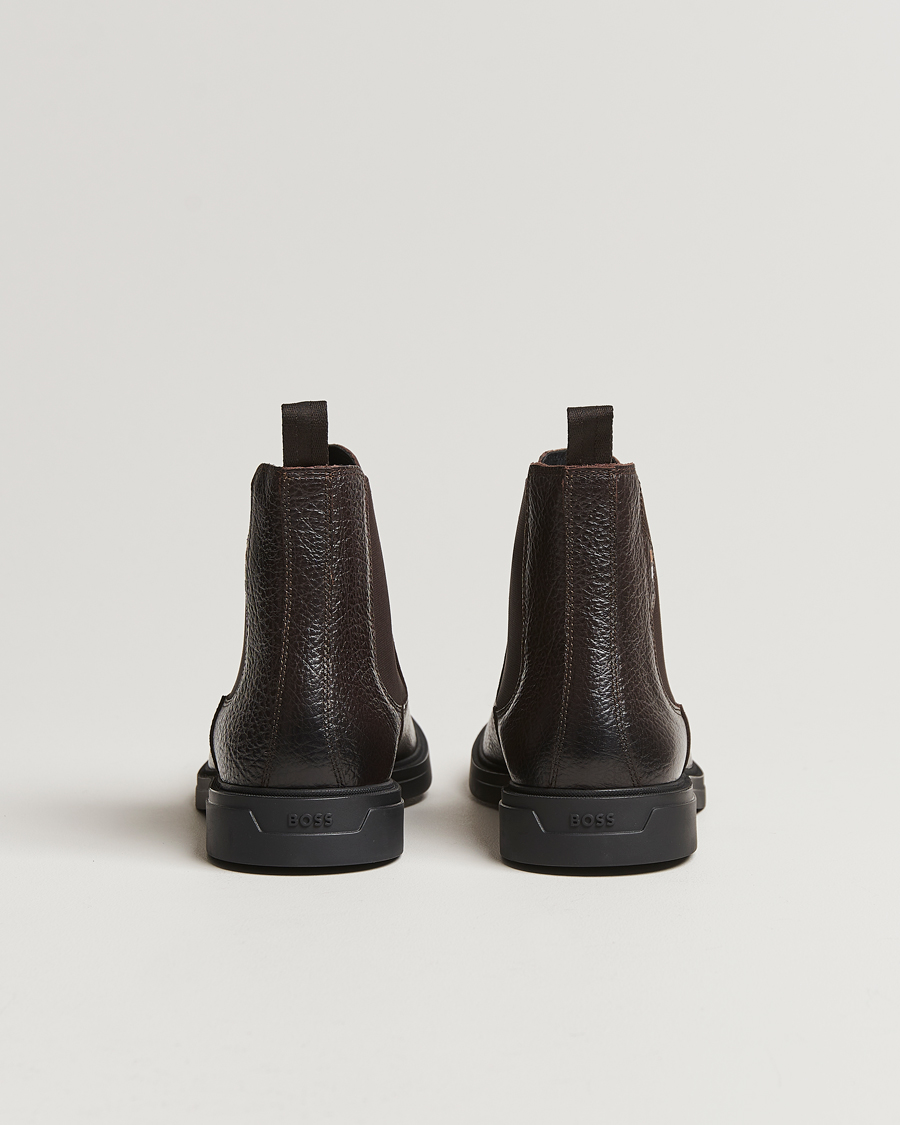Mies | BOSS BLACK Calev Grained Leather Chelsea Boot Dark Brown | BOSS BLACK | Calev Grained Leather Chelsea Boot Dark Brown