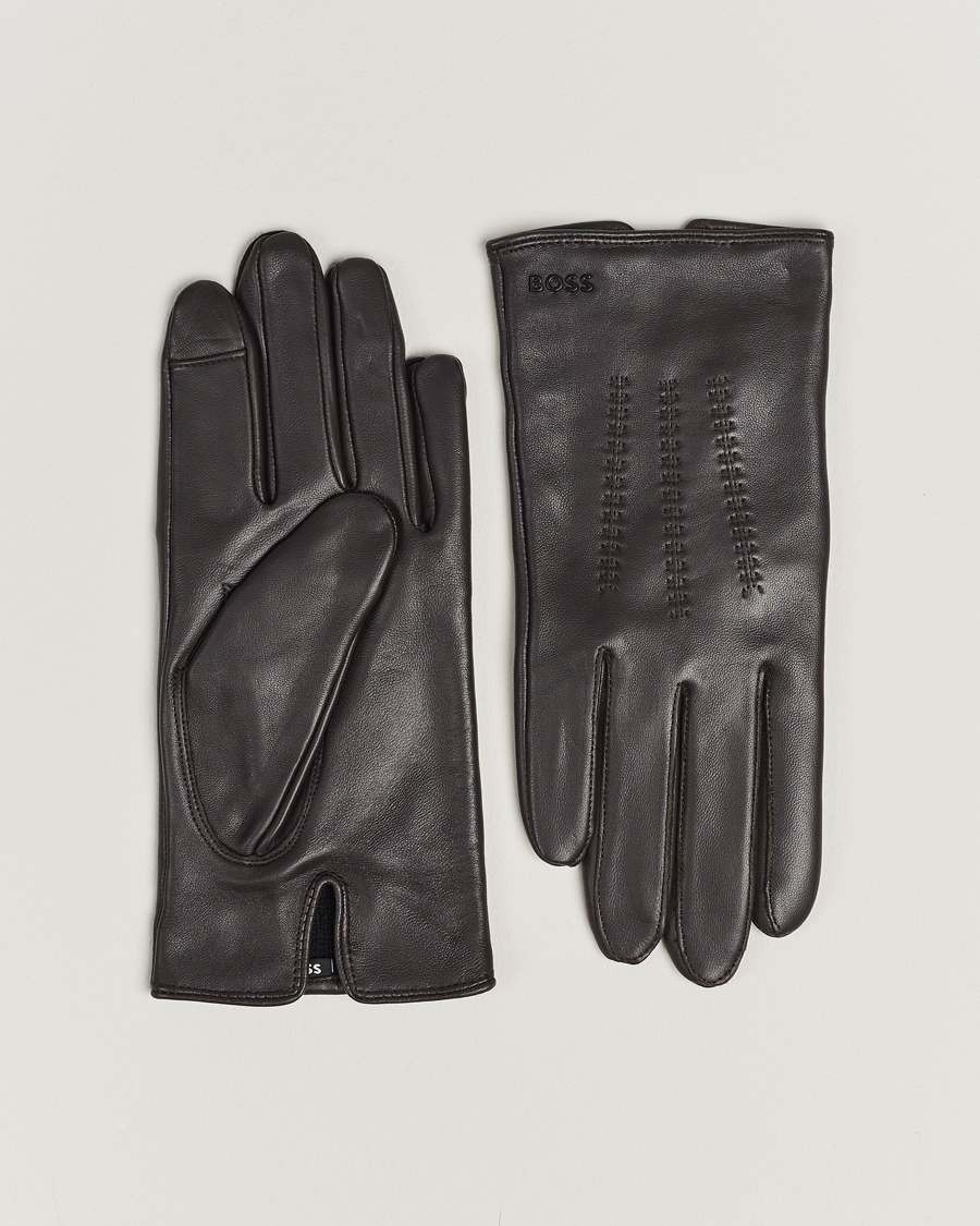 Mies | BOSS BLACK Hainz Leather Gloves Medium Brown | BOSS BLACK | Hainz Leather Gloves Medium Brown