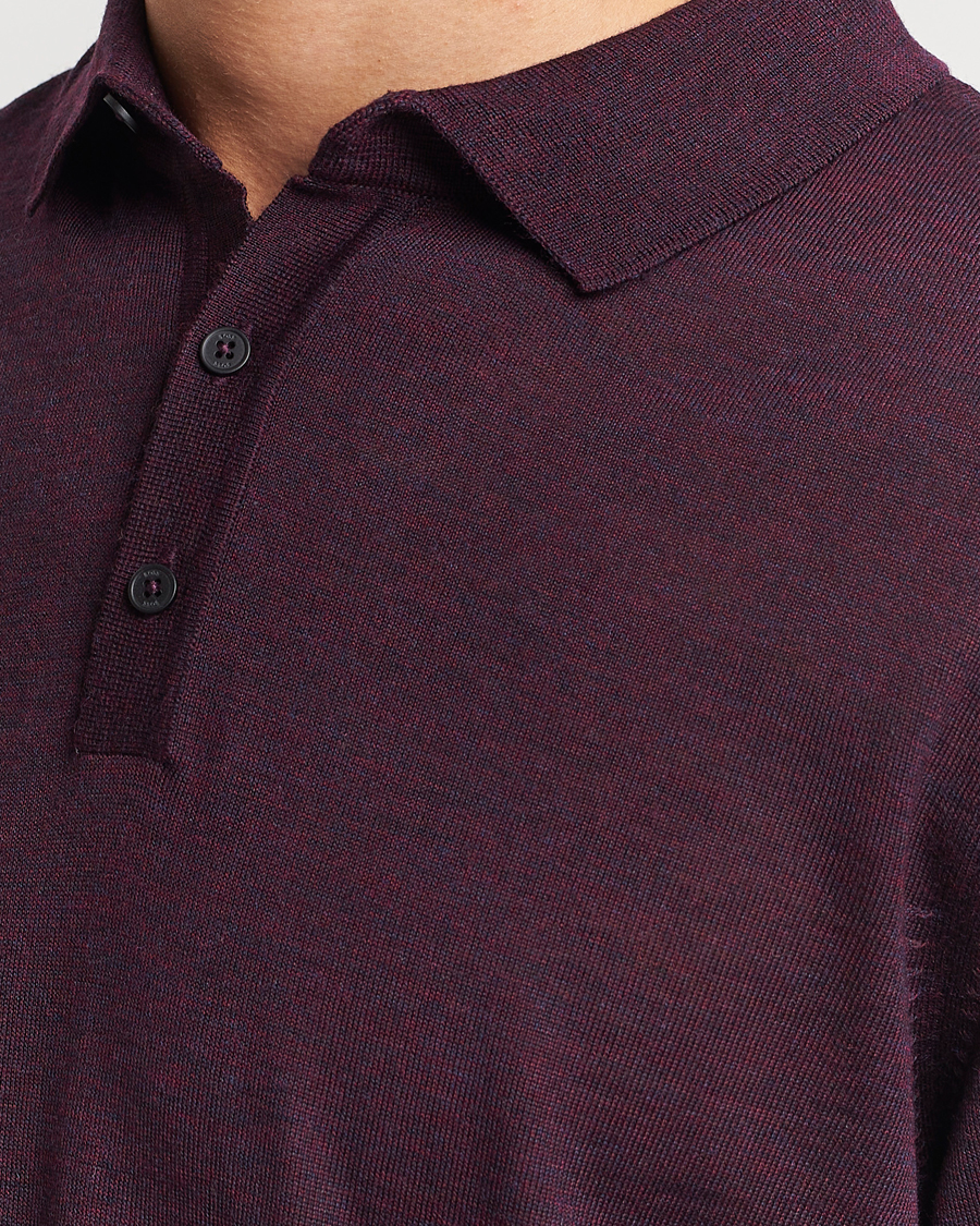 Mies | Puserot | BOSS BLACK | Lancione Merino Knitted Polo Dark Red
