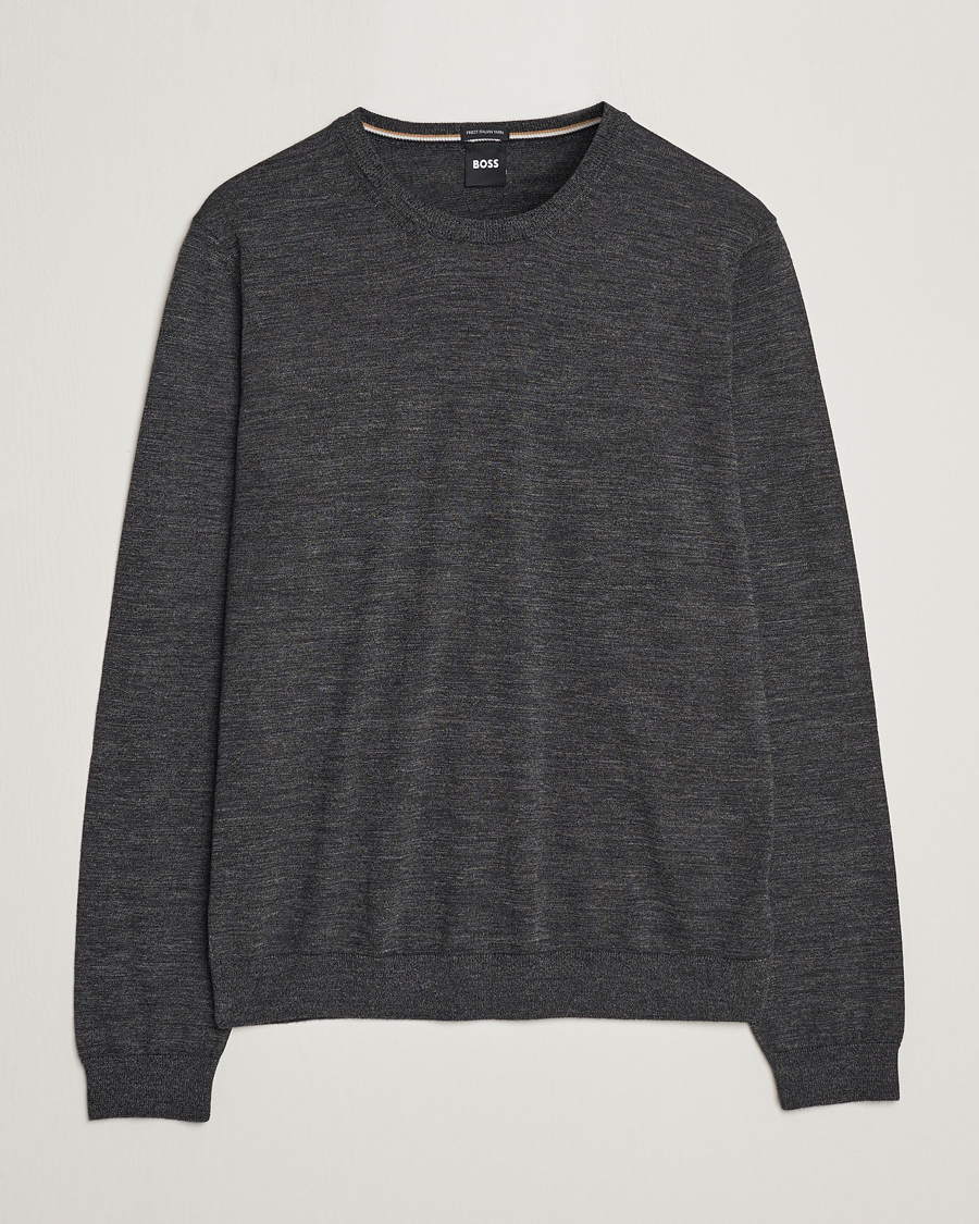 Mies |  | BOSS BLACK | Leno Knitted Sweater Black Melange