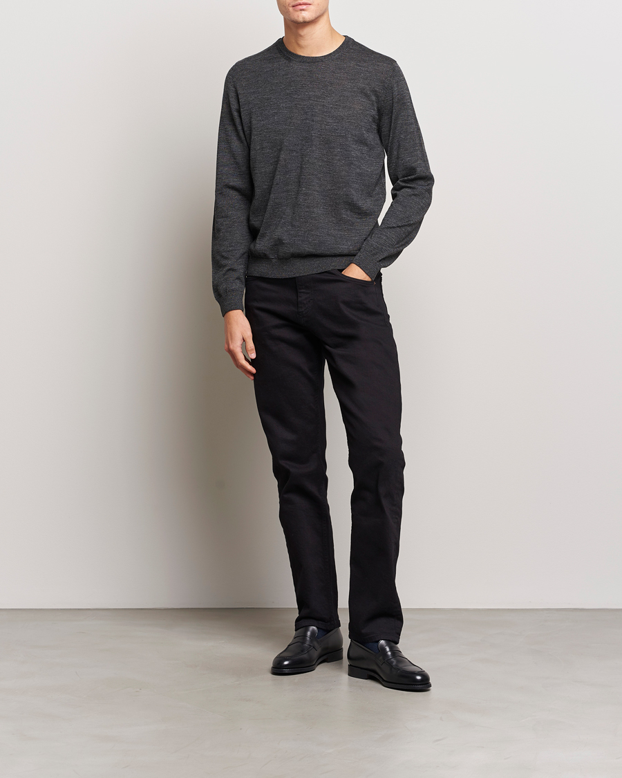 Mies | Puserot | BOSS BLACK | Leno Knitted Sweater Black Melange