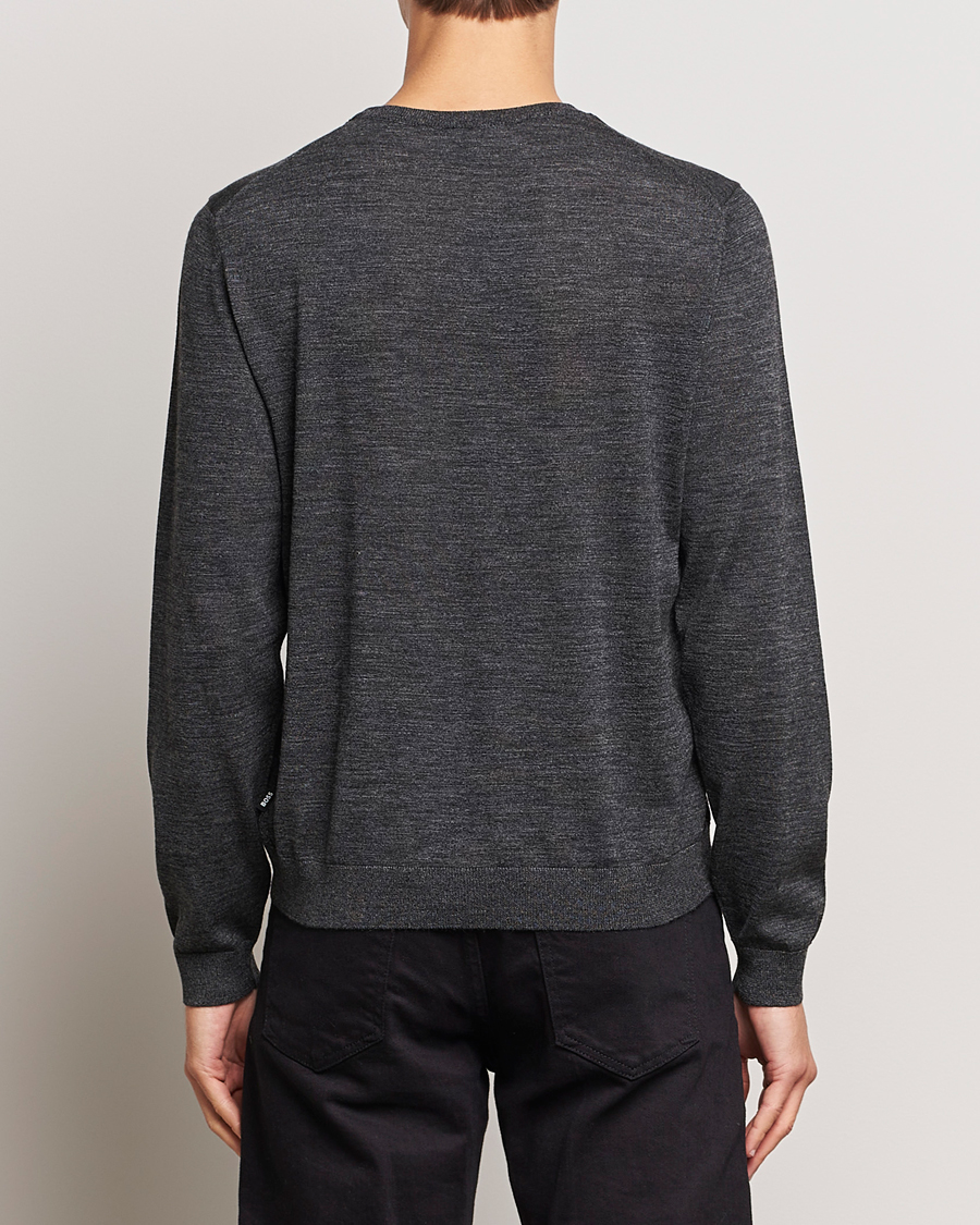 Mies | Puserot | BOSS BLACK | Leno Knitted Sweater Black Melange