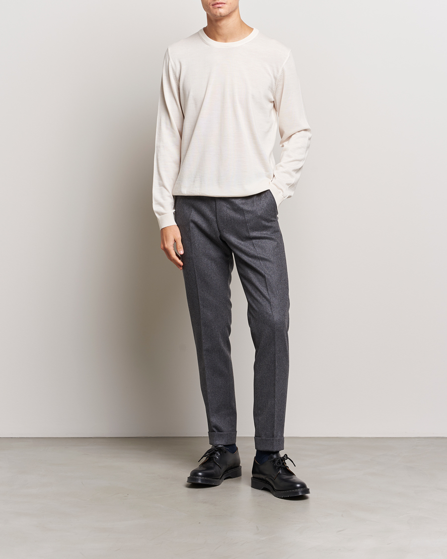 Mies | Puserot | BOSS BLACK | Leno Knitted Sweater Open White