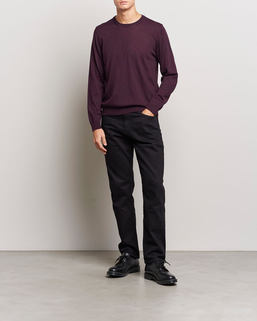 Mies | Puserot | BOSS BLACK | Leno Knitted Sweater Dark Red