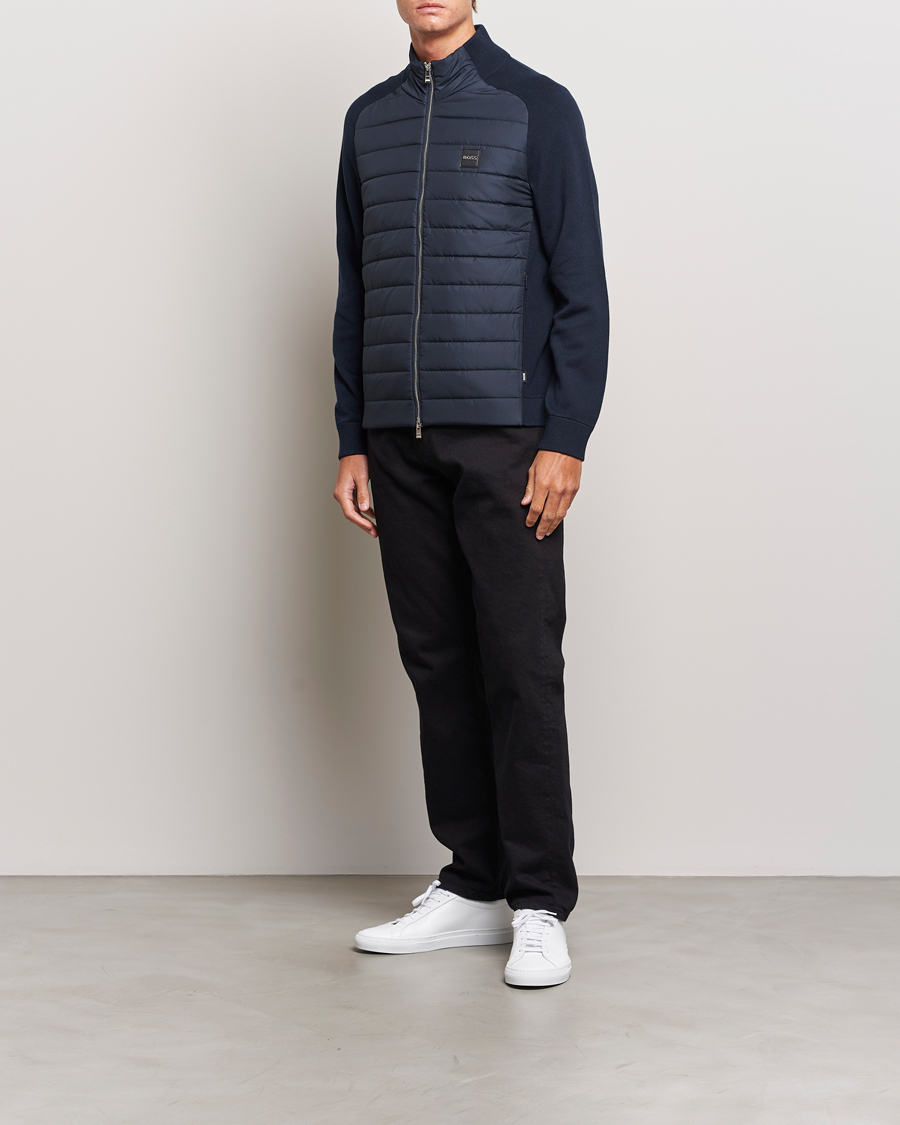 Mies | Puserot | BOSS BLACK | Medesimo Hybrid Full Zip Dark Blue