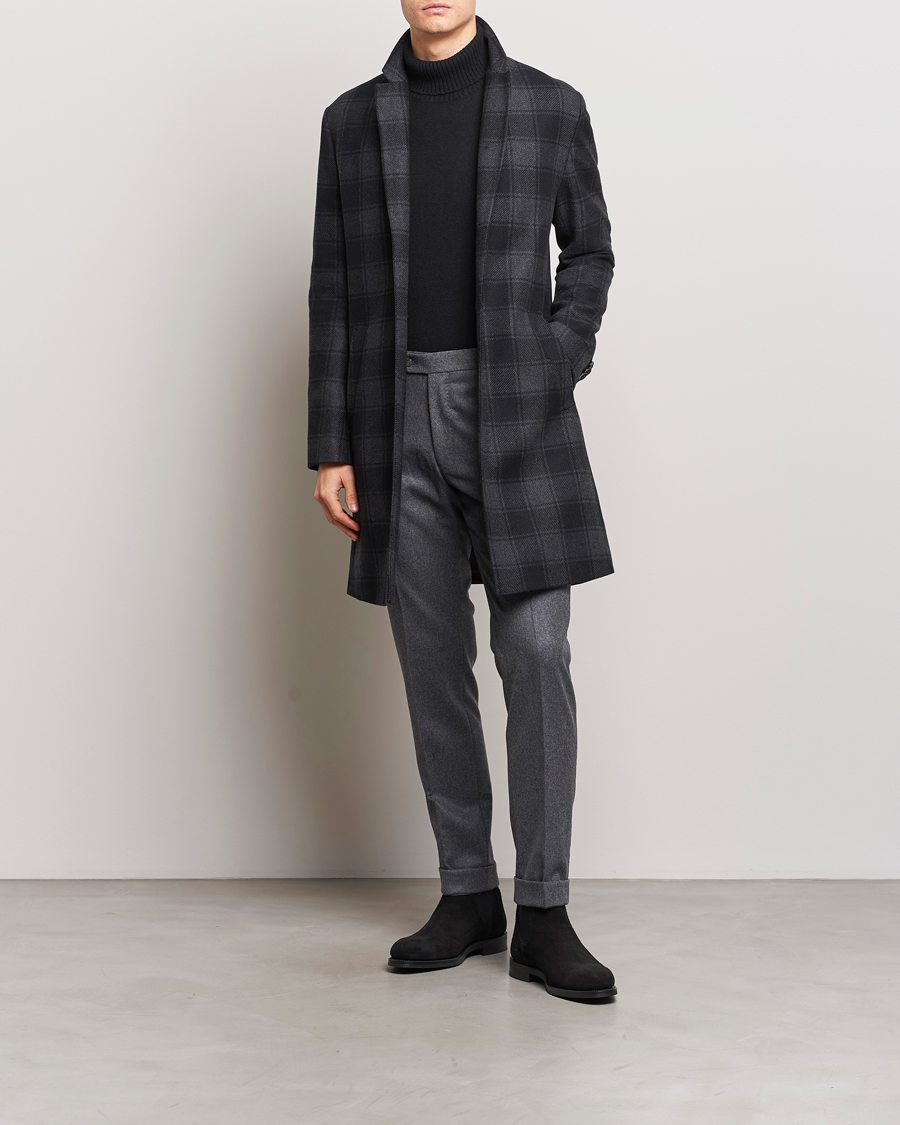 Mies | Takit | BOSS BLACK | Hyde Wool Checked Coat Black/Grey