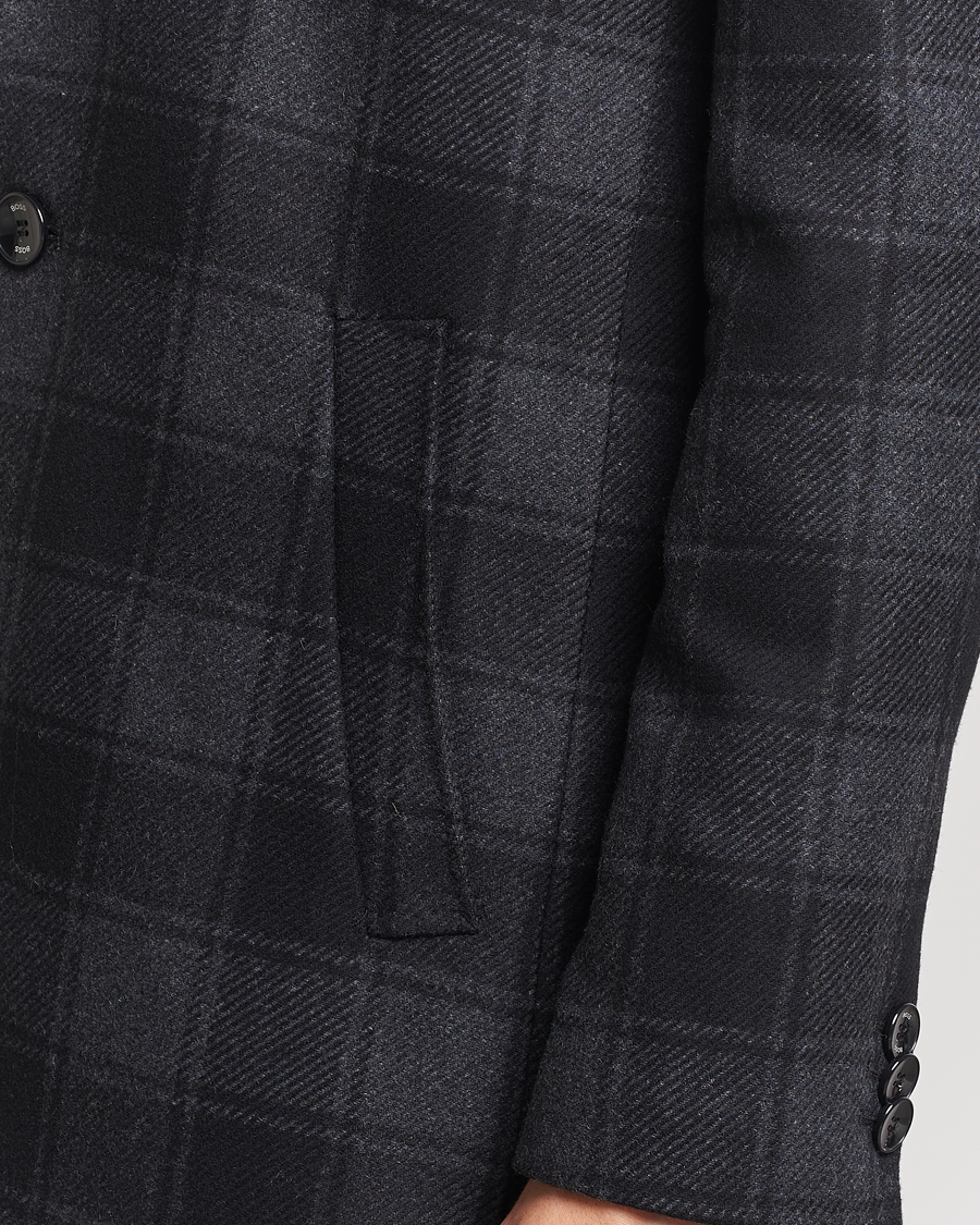 Mies | Takit | BOSS BLACK | Hyde Wool Checked Coat Black/Grey